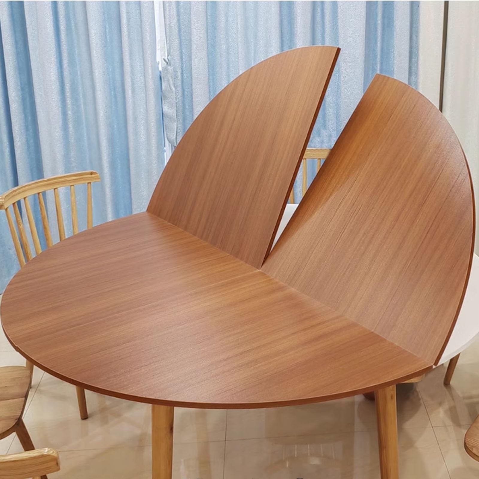 Table Ronde Pliable haut de gamme 150 cm, quincaillerie métallique et teck