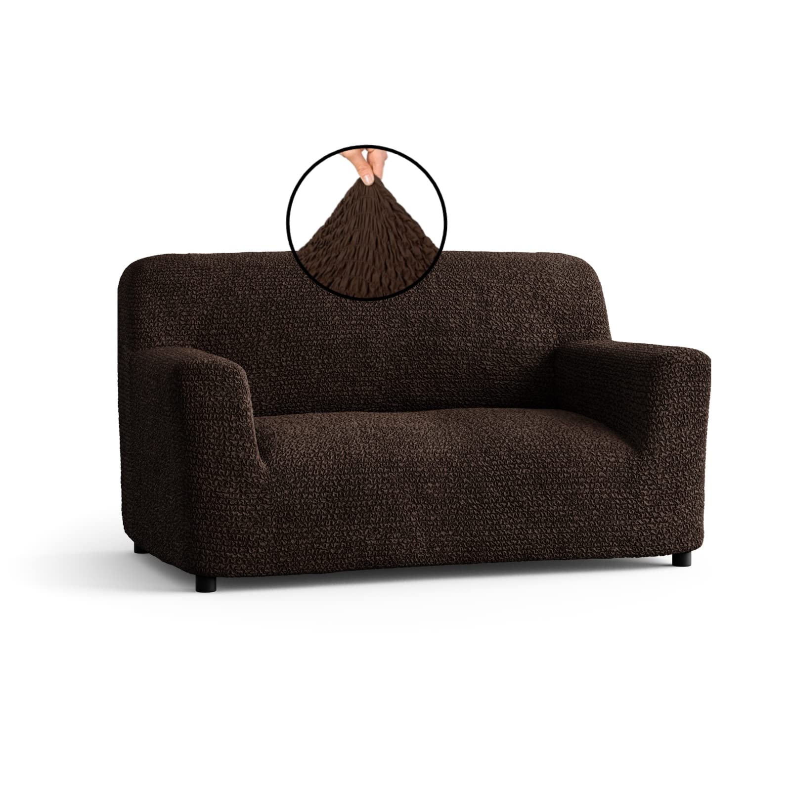 PAULATO BY GA.I.CO.Loveseat Slipcover - Oversized Chair Cover - Stretch Couch Cover - Cushion Love Seat Sofa Cover - 1-Piece Form Fit Washable Protector - Microfibra Collection - Dark Brown
