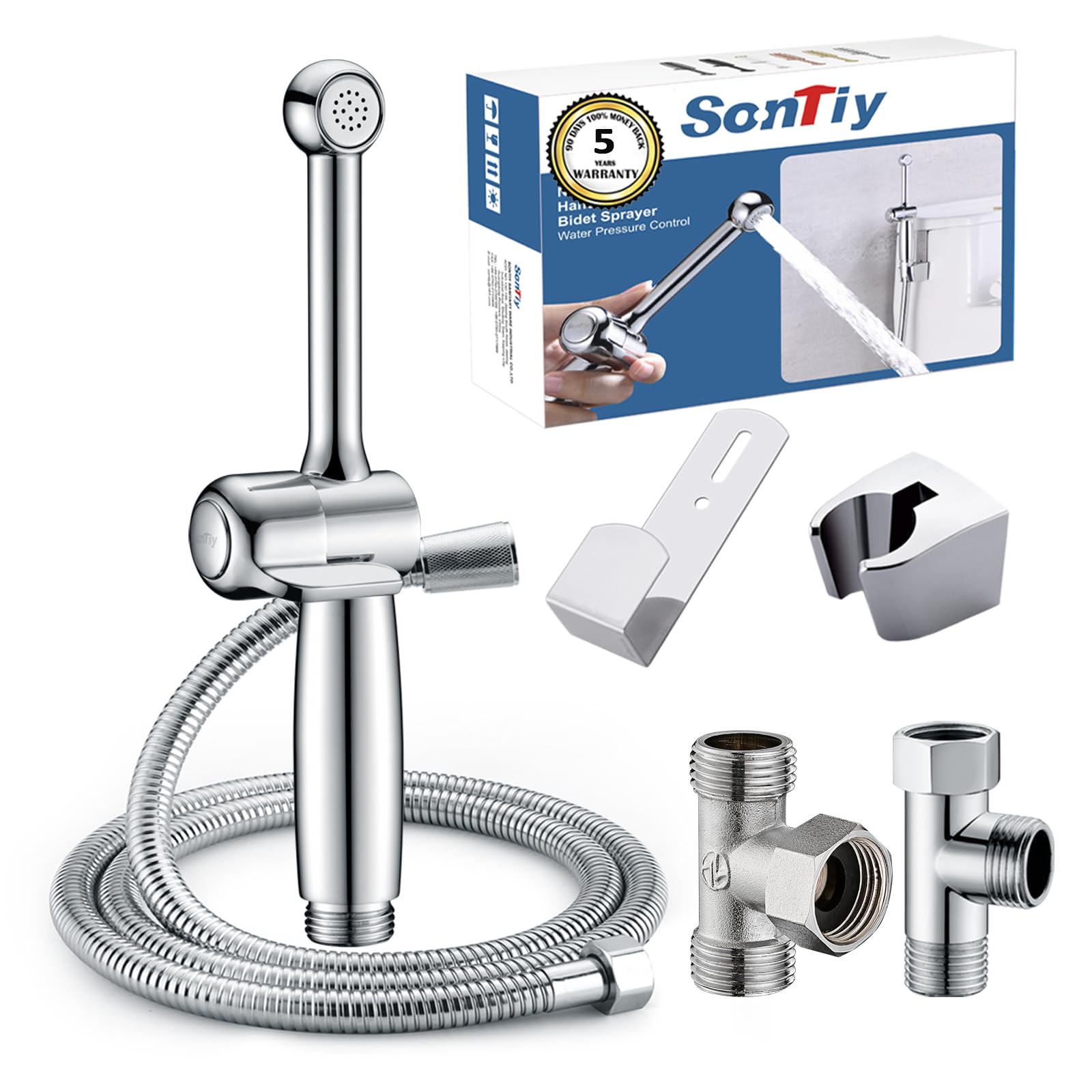 Bidet Handbrause mit Schlauch, SonTiy Messing WC handbrause bidet mit Einstellbarem Druck G1/2