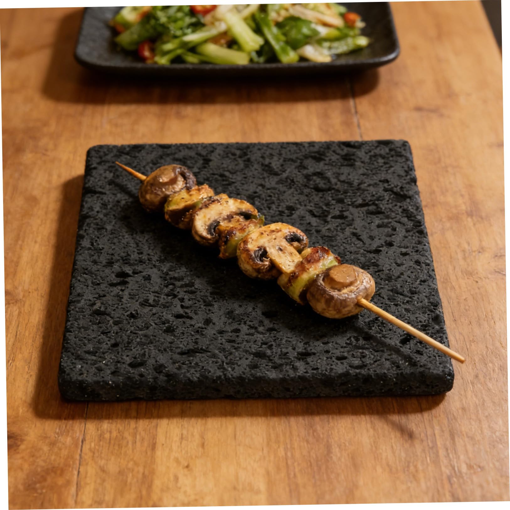 Gatuida Pietra Lavica per Barbecue Coreano in Pietra Naturale Nero, Resistente al Calore e Facile da Pulire, Piastra Rettangolare per Grigliare Pesce e Verdure in Cucina Indoor