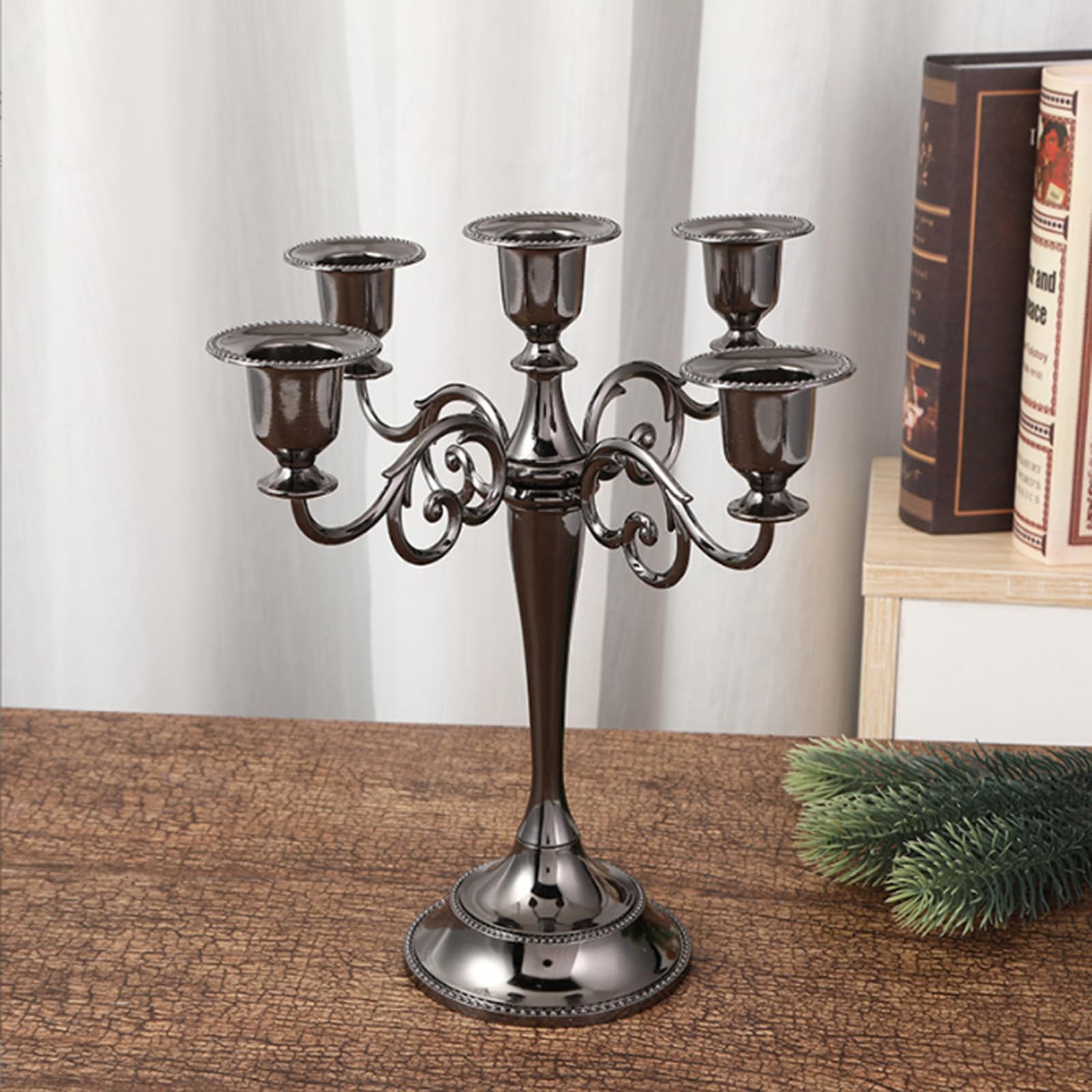 2 StüCk 3-Armiger KerzenstäNder Aus Schwarzem Metall, 25,4 cm, EuropäIscher Eleganter Kerzenhalter, KerzenstäNder FüR Hochzeit, Candlelight-Dinner, Weihnachtsfeste, Heimdekoration