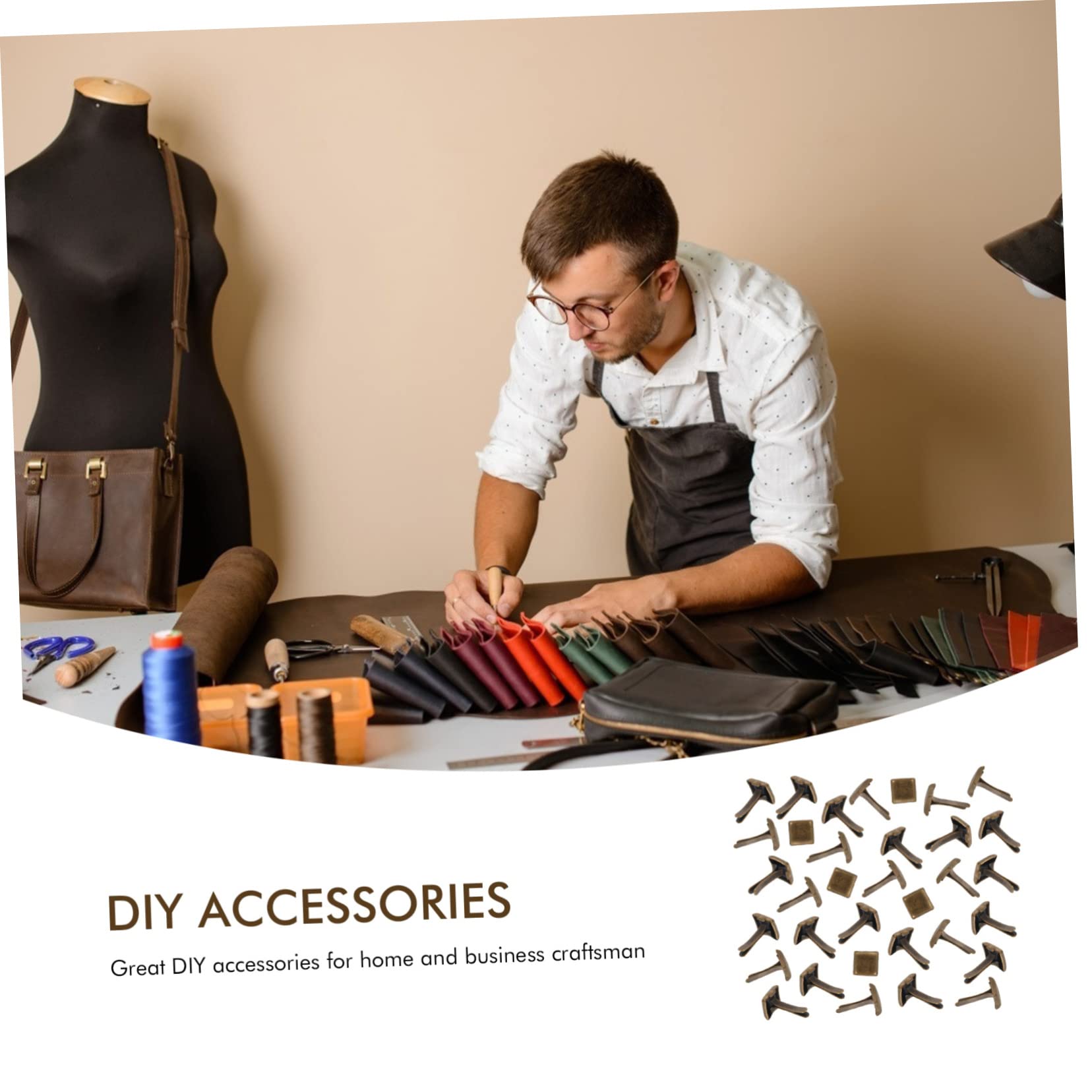 DOITOOL Craft Rivet Studs Square Round Feet Double Spikes 300pcs Paper Fasteners for Crafts