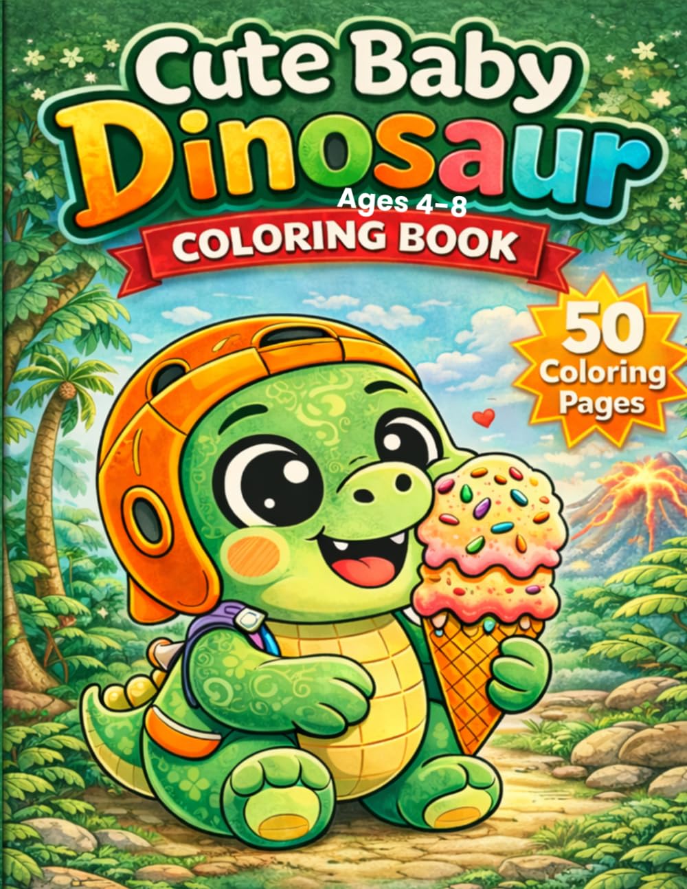 Cute Baby Dinosaur Coloring Book for Kids Ages 4–8: 50 Easy and Fun Coloring Pages (Baby Dinosaur Coloring Series)