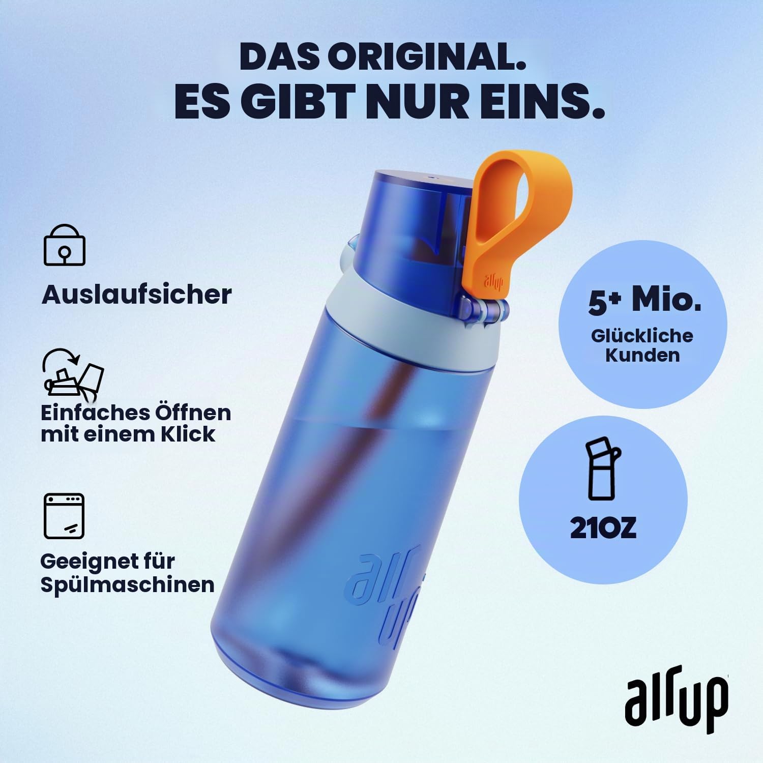 Air up® Wasserflasche (620ml) Click Original Starter-Set mit Kapseln in 5 Geschmacksrichtungen | zuckerfreie Aromatisierung | spülmaschinenfest, BPA-frei (Delfin Blau)