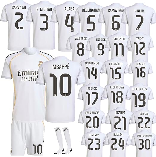ユニホーム上下ソックス10点セット Amazon.co.jp: [XUPENG] レアル マドリード REAL MADRID 全選手