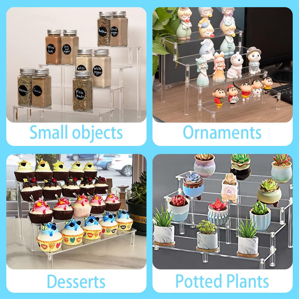 Set Di 8 Espositori In Acrilico Trasparente Con Ripiani - Per Cupcake, Dolci, Profumi, Collezioni - Foto 4