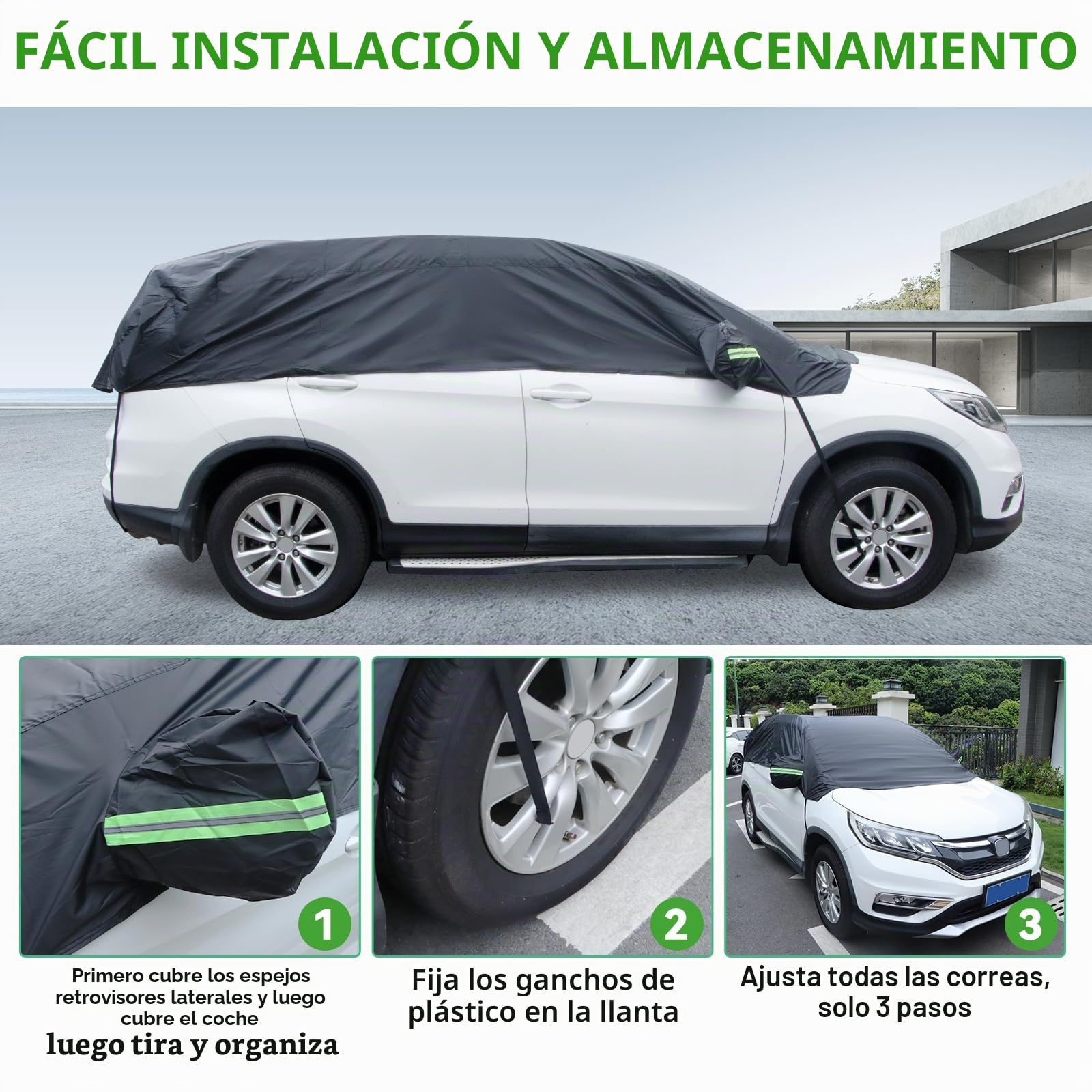 Funda para Coche Exterior Ninonly 210D Fundas para Coche Impermeable Cubre Coches Exterior Tira Reflectante Garaje Exterior para Coche Anti-UV Resistente al Polvo Negro(SUV Up to 4.5-5.5M)