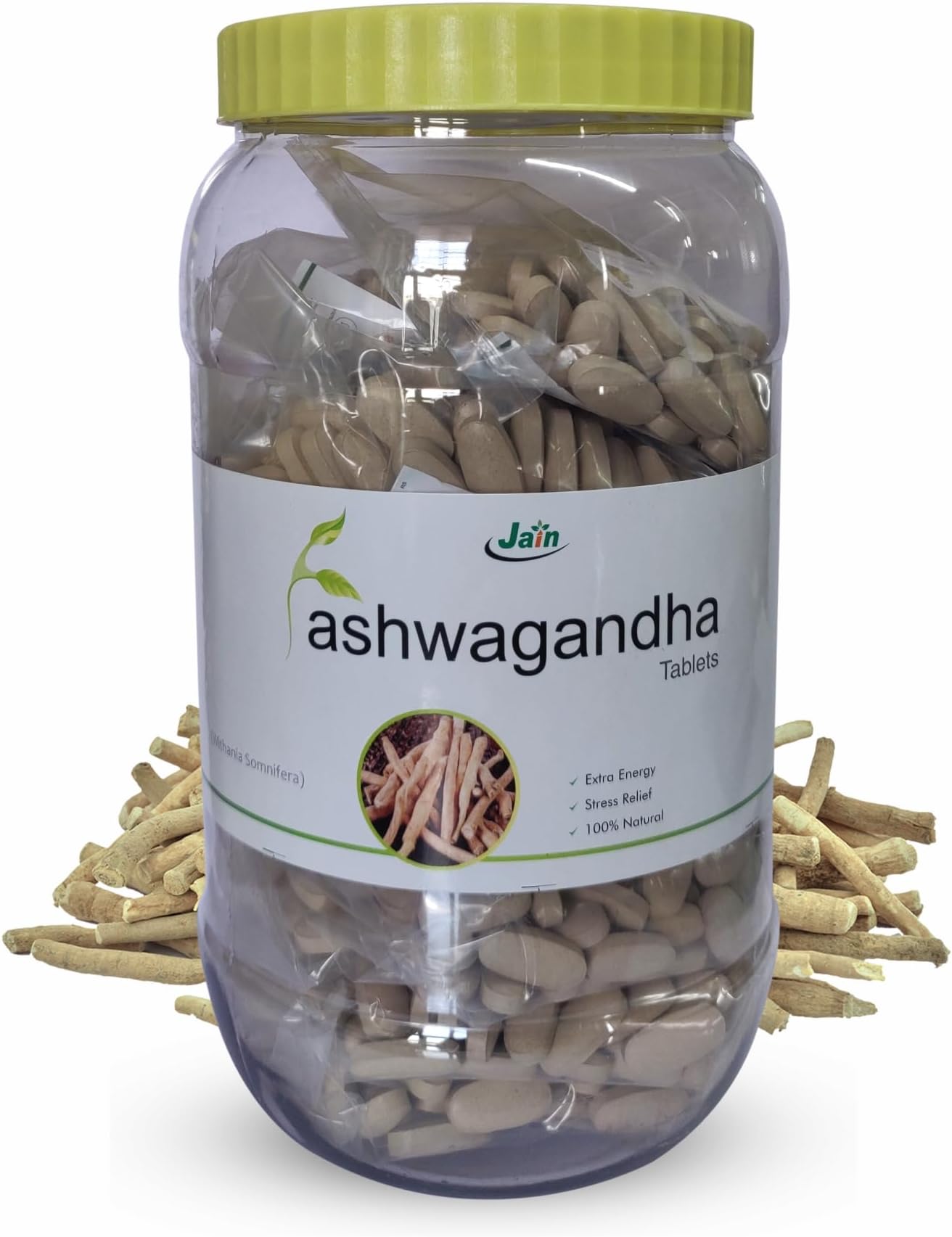 Jain Ashwagandha 850mg Tablet | Extra Energy, Stress Relief, 100% Natural, Improves Sleep, Reduces Blood Sugar | Restorative Benefits, 1000 Tablets