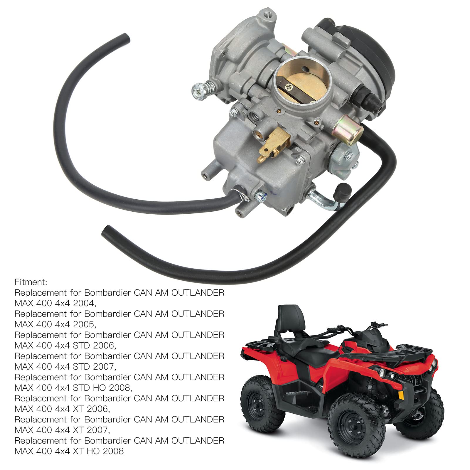 Carburador ATV Kit de Carburador Reemplazo para Bombardier OUTLANDER MAX 400 4x4 2004‑2008 de Combustible Carburador
