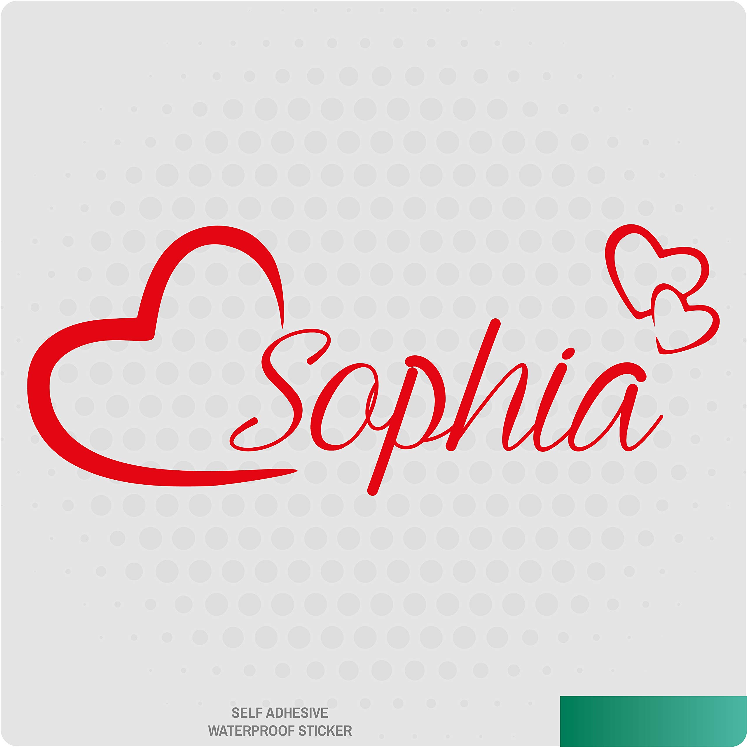 Personalised Name Wall Art Love Hearts Vinyl Sticker Girls Room Bedroom Nursery (Red)