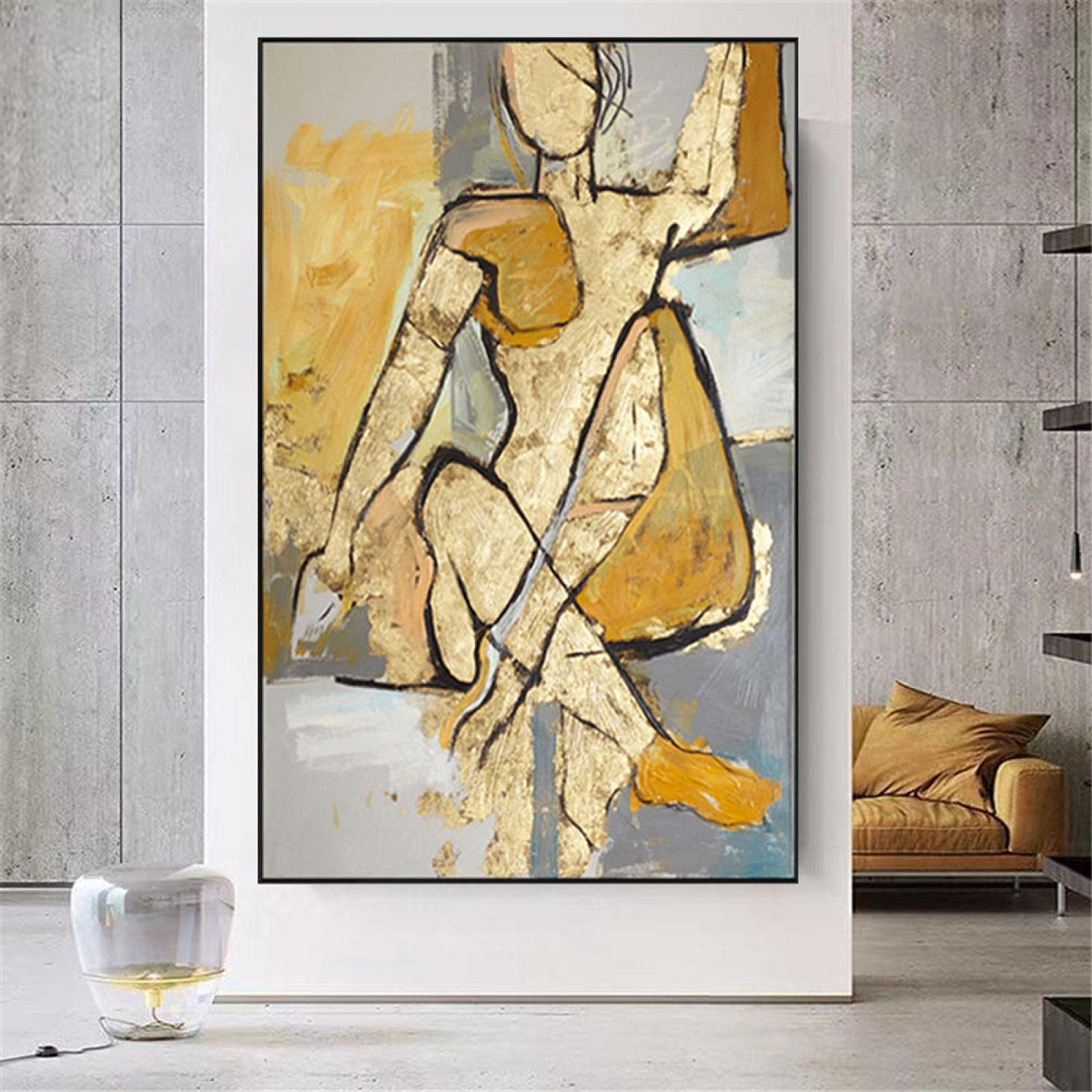 Amazon｜有名なピカソ作品絵画抽象的な黄金の人物の肖像画キャンバス
