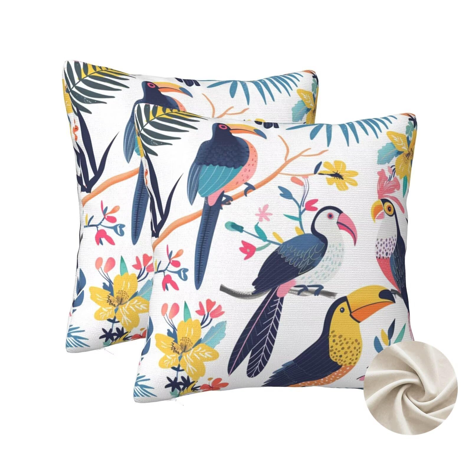 Taies d'oreillers 60x60 cm coussin decoratif oiseaux aux finitions soignées pour lit
