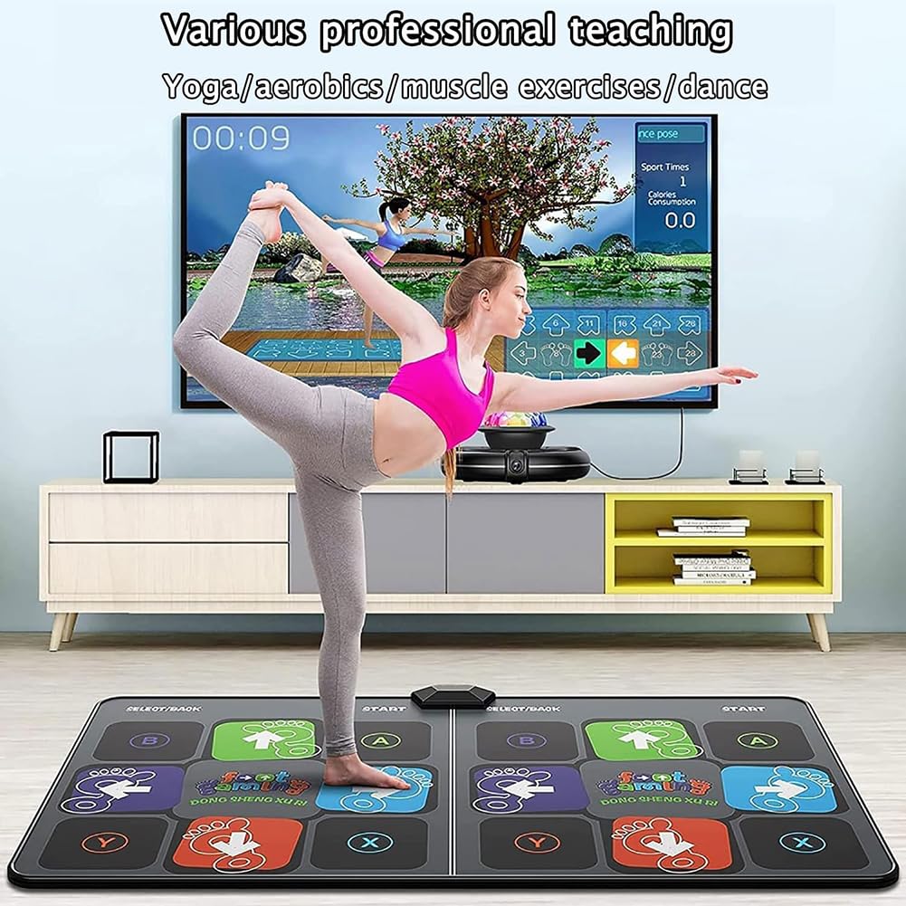 Tappetino da Ballo Doppio Wireless, Tappetino da Ballo Antiscivolo con Fotocamera HD, Luce Stroboscopica A 7 Colori, Tappetino da Gioco 3D Abbagliante per Fitness, Yoga, Giochi, Danza