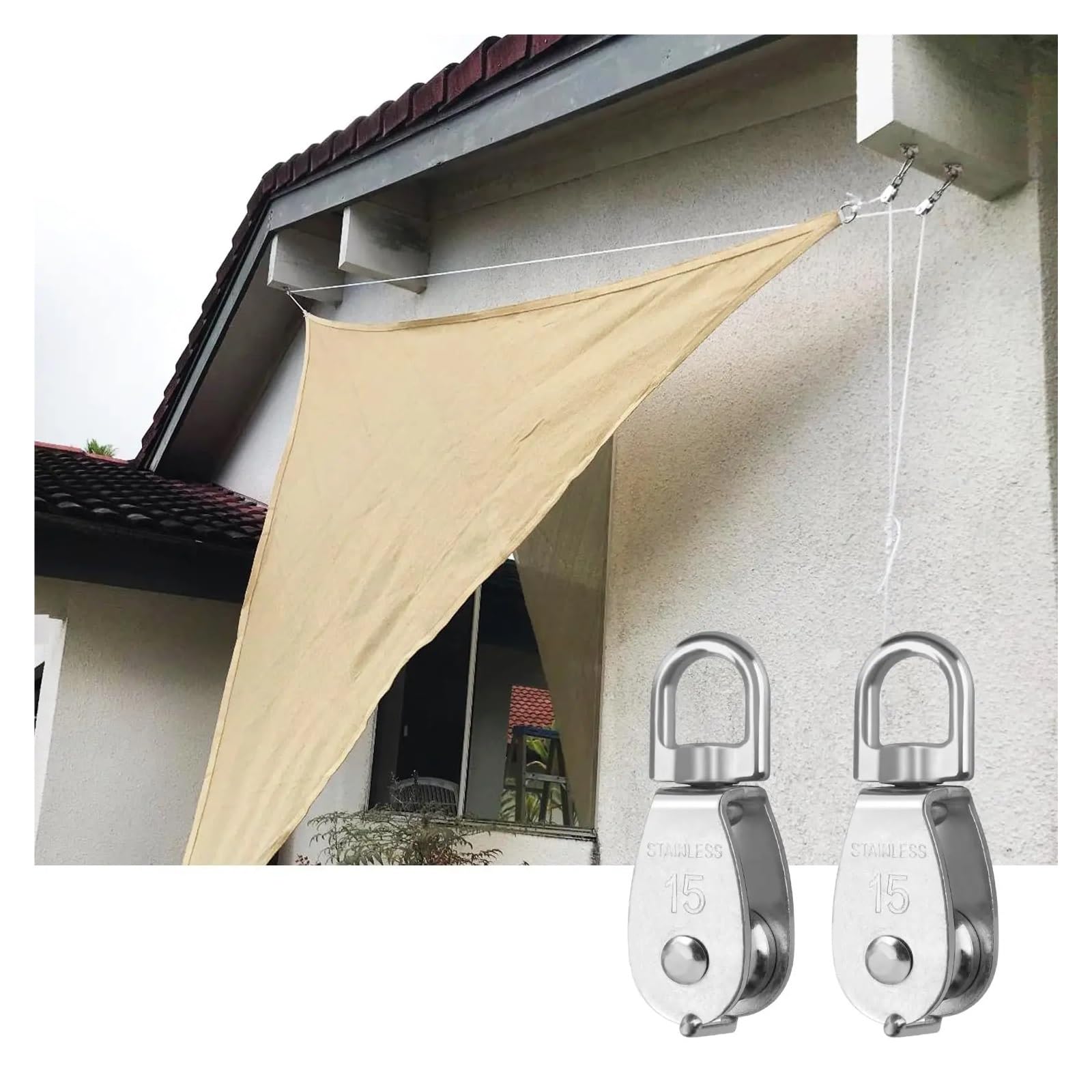 ZHGUIMING Bloques de polea for grúa de cable de acero inoxidable, bloque de polea simple de elevación, grúas for exteriores, eslabones giratorios, gancho colgante, rueda de remolque de alambre(10PCS,M