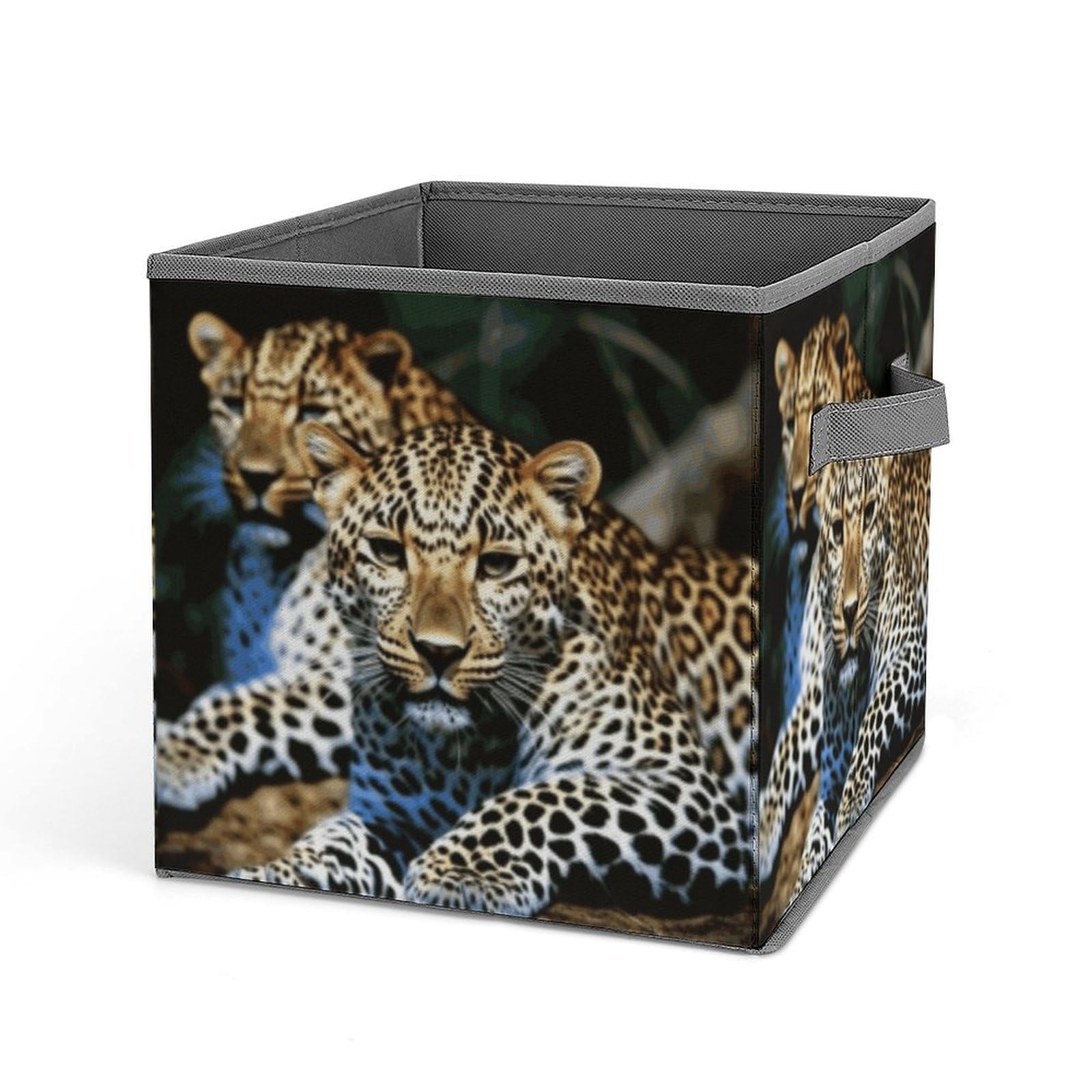 JTREHY Leopard Storage Bins Sturdy Large Capacity Folding Sorting Boxes Convenient Stable Storage Box Collapsible Fabric Storages Cubes Organizer with Handles