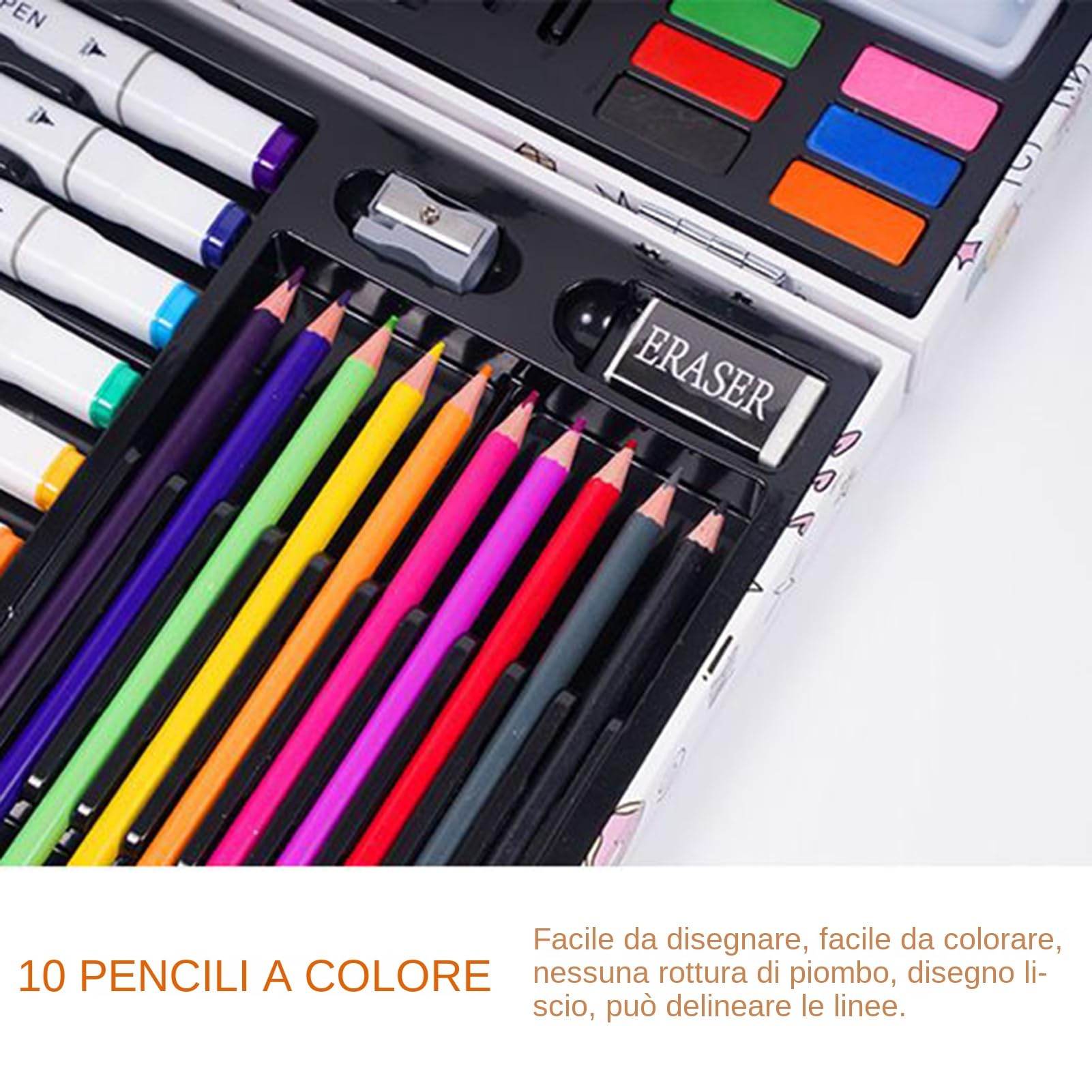 Set Di Penne Per Disegno, Kit Artistico con Pastelli a Olio e Pennarelli per Bambini, Colori Vivaci, Materiale Didattico Creativo per Lezioni d'Arte, Scuola, Viaggi e