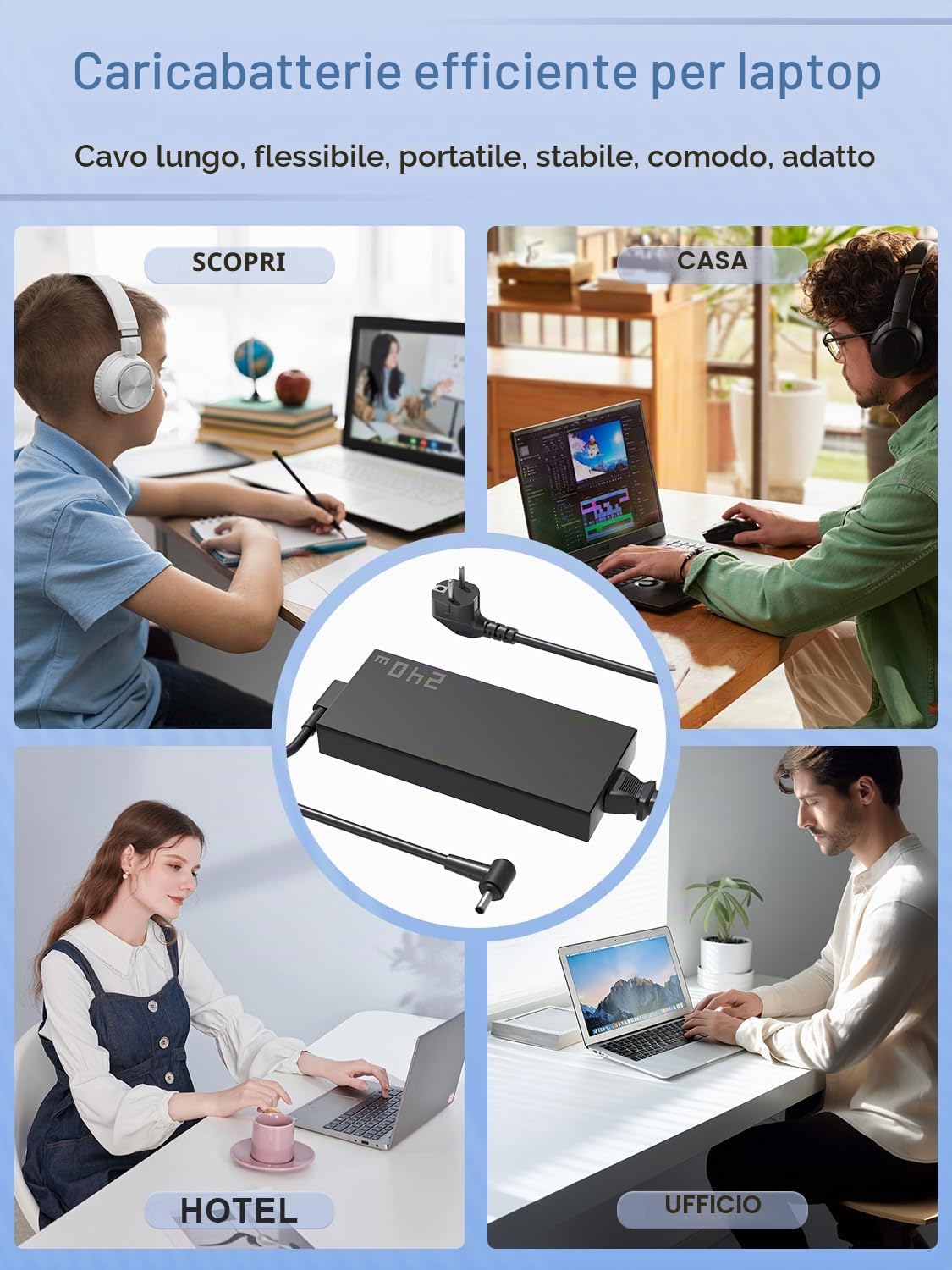 240W Alimentatore Compatibile Con ASUS ROG Strix G15 G17 G16 Scar 15 17 Zephyrus S17 G14 G16 M16 S15 Duo 15 TUF F15 F16 F17 A15 A17 Flow X16 Vivobook 16X 15X ProArt 16 Portatile Caricatore
