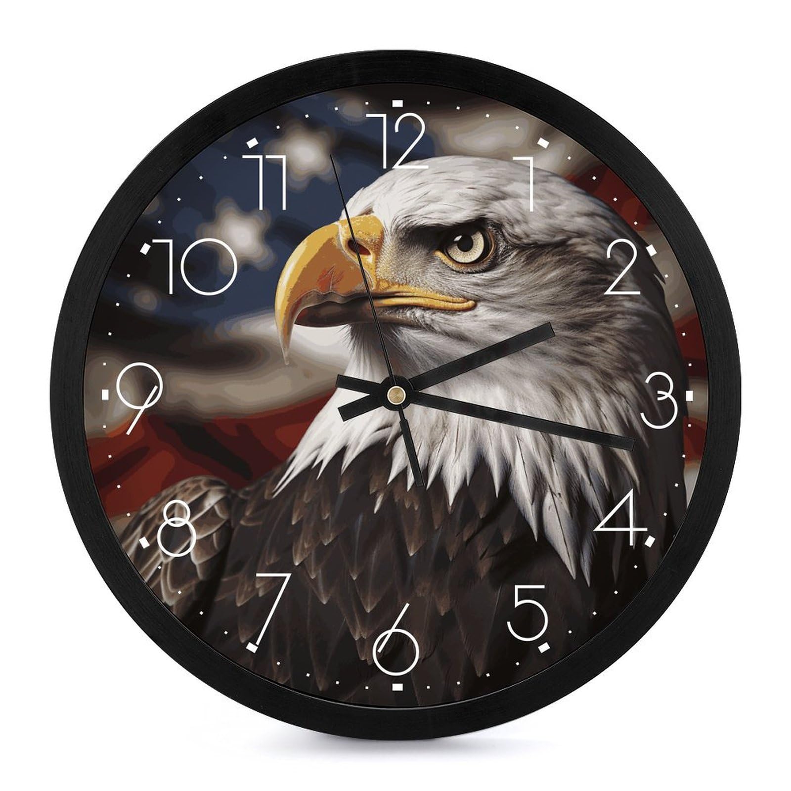 Horloge murale aigle américain drapeau USA pour salon et bureau