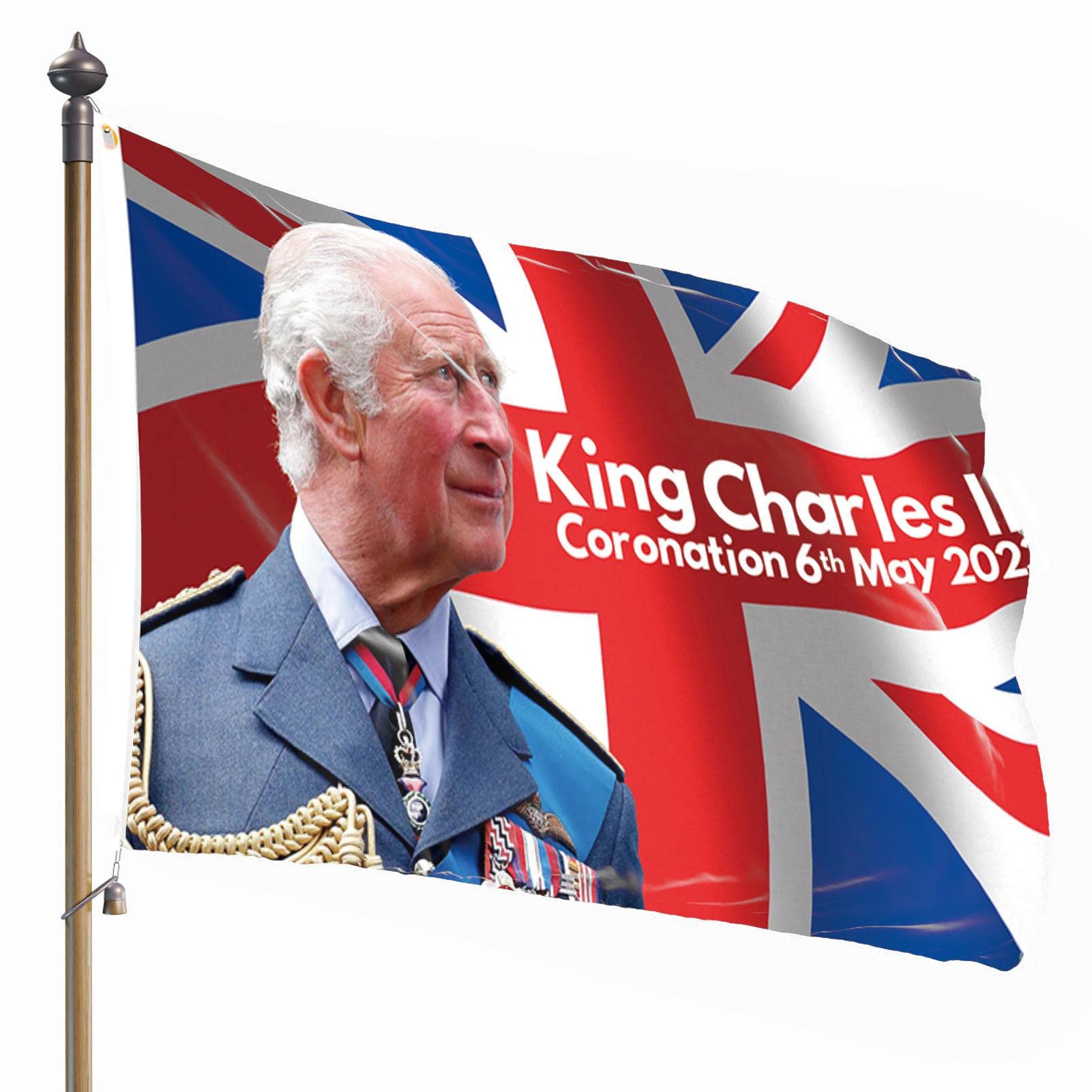 King Charles Coronation Decorations - King Charles III Celebration Flag,3 X 5Ft British New King Enthronement Commemoration Succession Flag, Garden