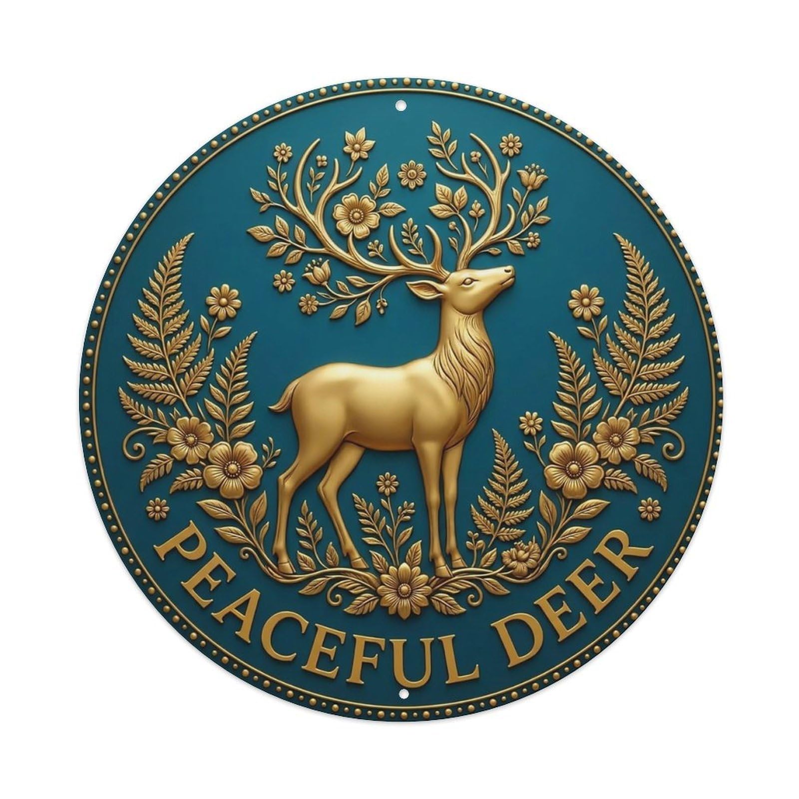 Vintage Peaceful Deer Flower Zen Yoga Metal Tin Sign