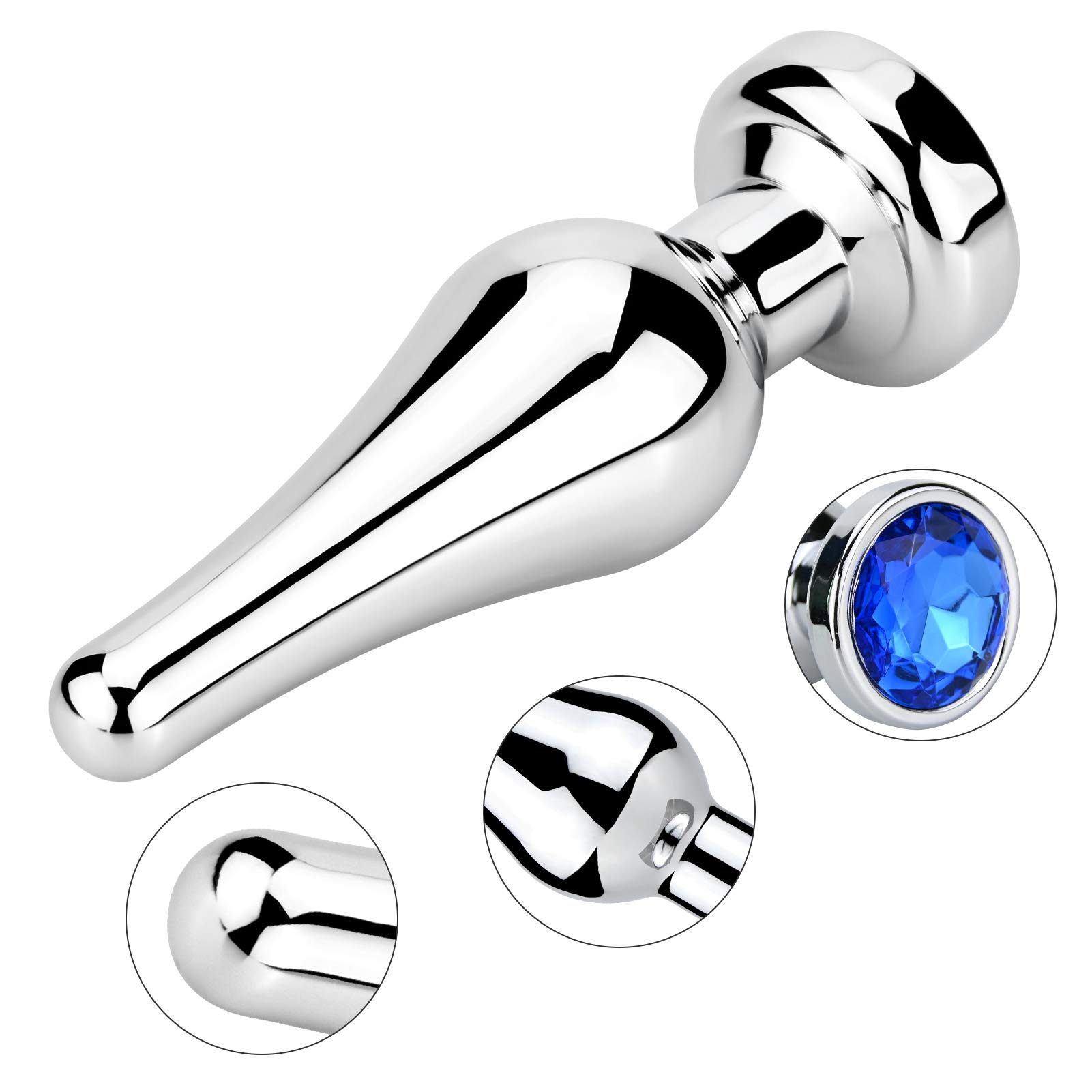 Roluck Juego de tapones anales con Stoss Set Pequeño, Mediano, Grande Buttplug Kit con Fantásticos colores Diamantes Fetisch (Azul, Juego de 3 piezas)