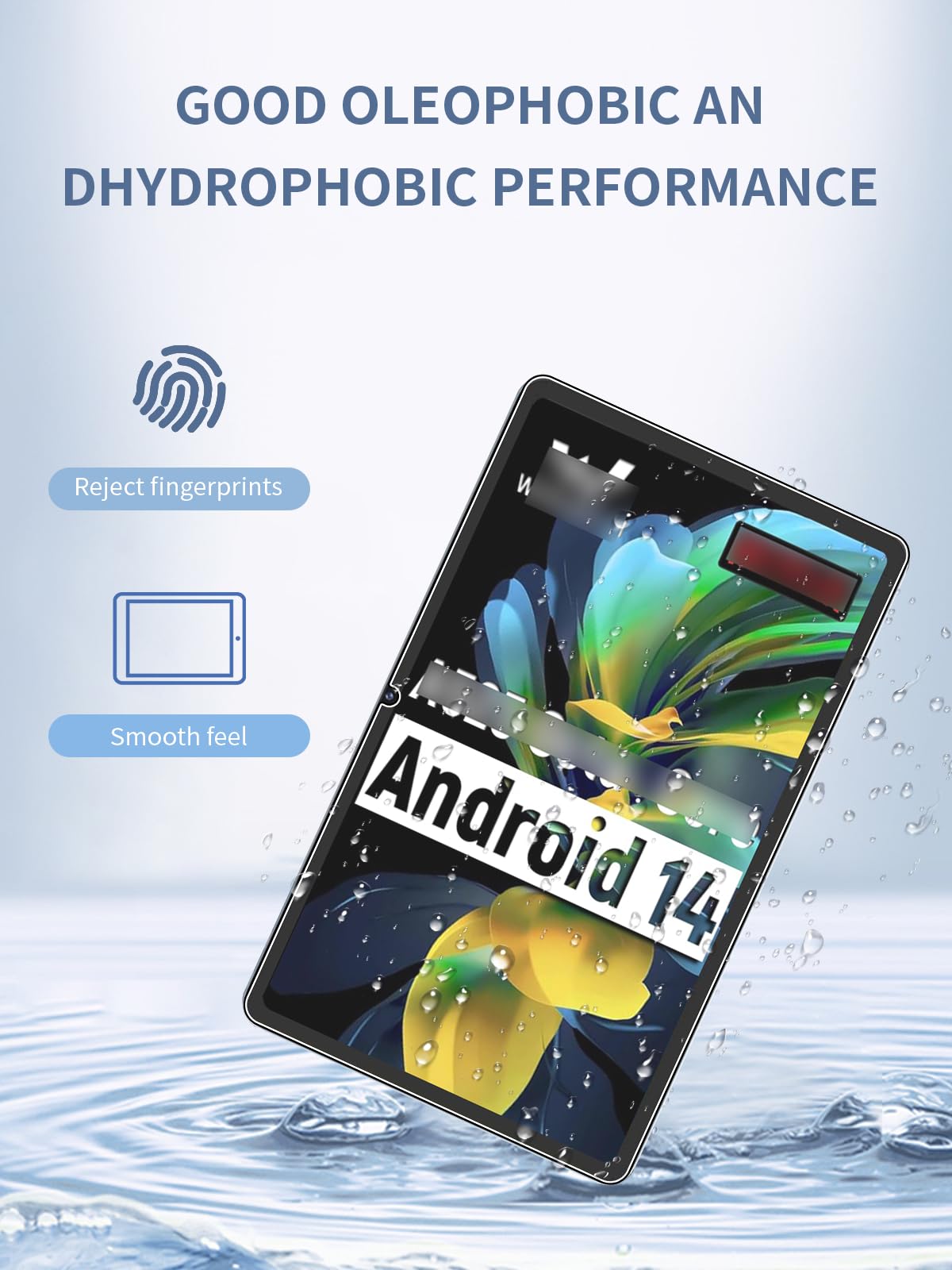 BOVUGAC Pellicola protettiva in vetro temperato per tablet ROWT A10 Android da 10 pollici, antigraffio, sensibile e durezza 9H, confezione da 2