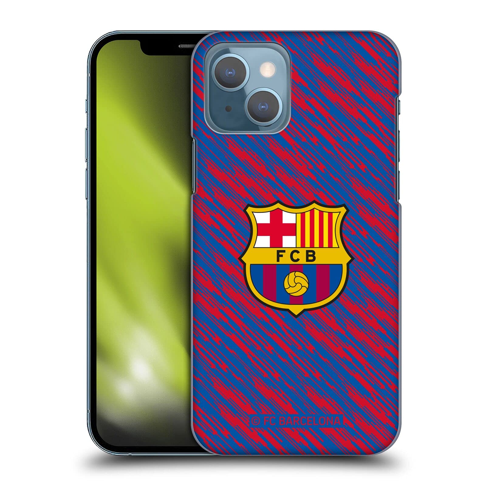 Head Case Designs Officially Licensed FC Barcelona Glitch Crest Patterns Hard Back Case Compatible with Apple iPhone 13