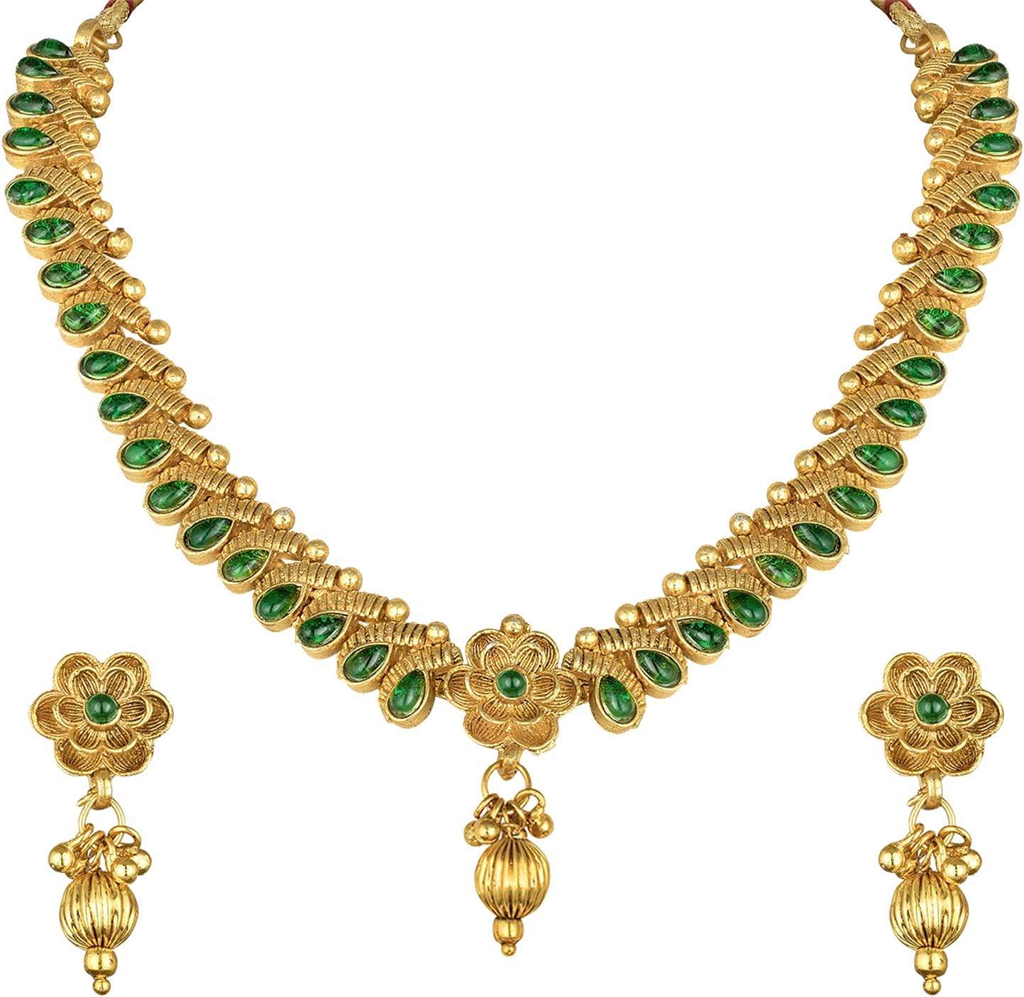 Aheli Indian Bollywood Traditional Necklace Earrings Jewelry Set Gift for Women Wedding Party Ethnic Fashion