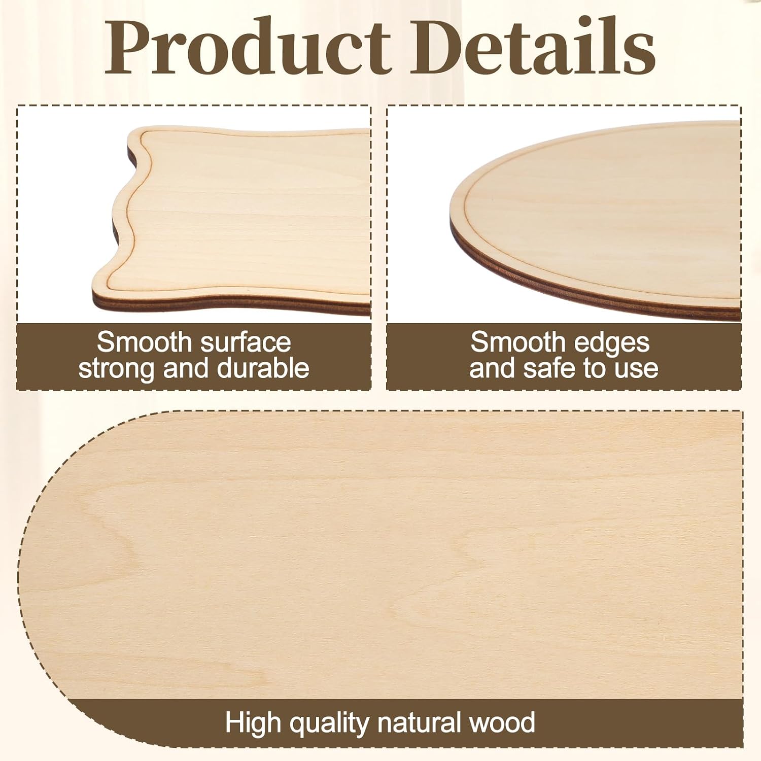 Nuanchu 16 Blocks 6.5" x 4.5" Unfinished Wooden Plaques in Various Shapes for Various Painting Ideas, Wood Sign for Burning DIY Crafts(Style 1)