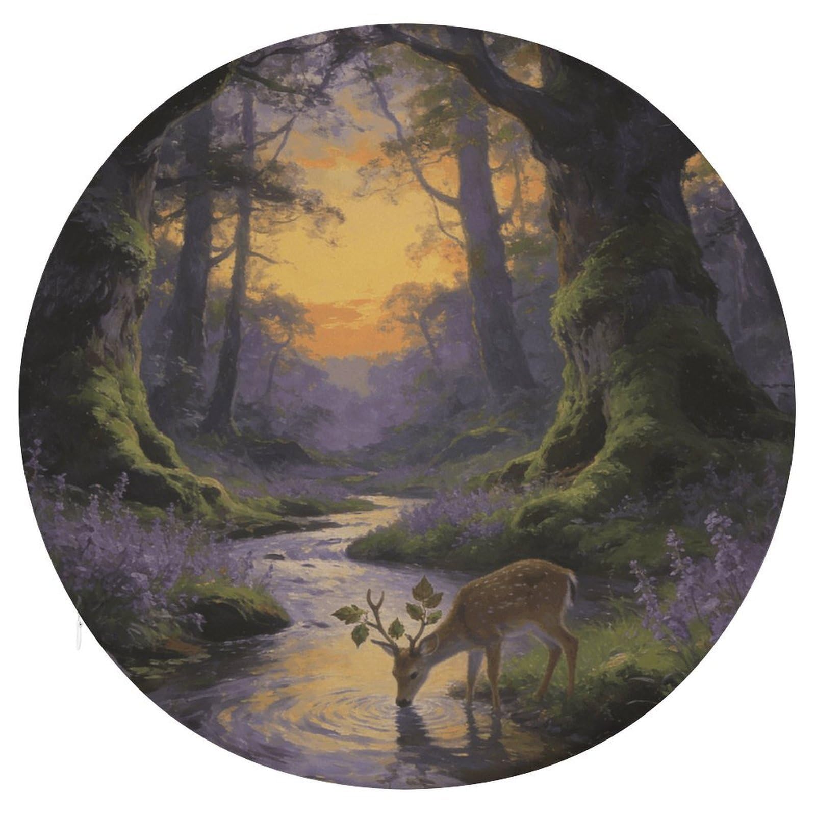 FekiLoot Woodland Seat Cushion Comfort Memory Foam Seat Cushion Chair Pad Soft Round Stool Cushion Chair Cushion Removable Washable Cover for Home Office Outdoor Bistro 15.35 Inch