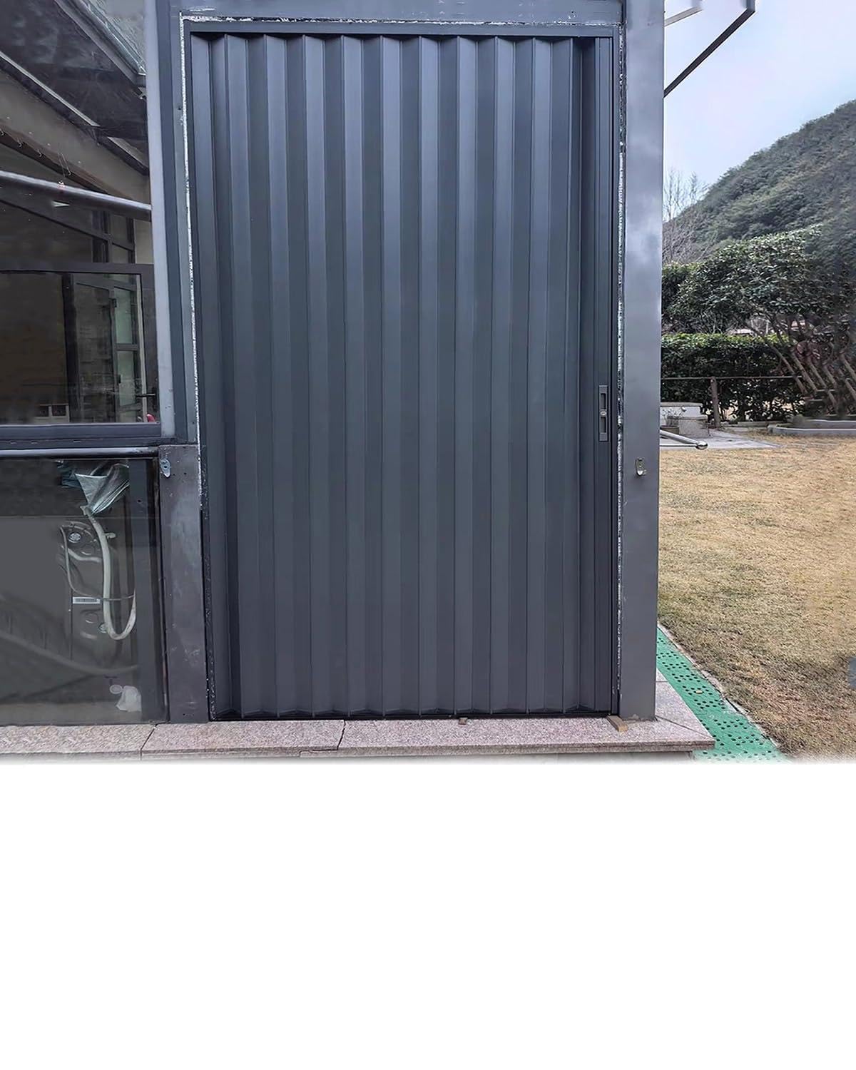 Concertina Door Customizable Lockable Folding Door for Exterior Interior, Aluminium Accordion Sliding Door, Weatherproof Retractable Gate Screen for Doorway Barn Shed