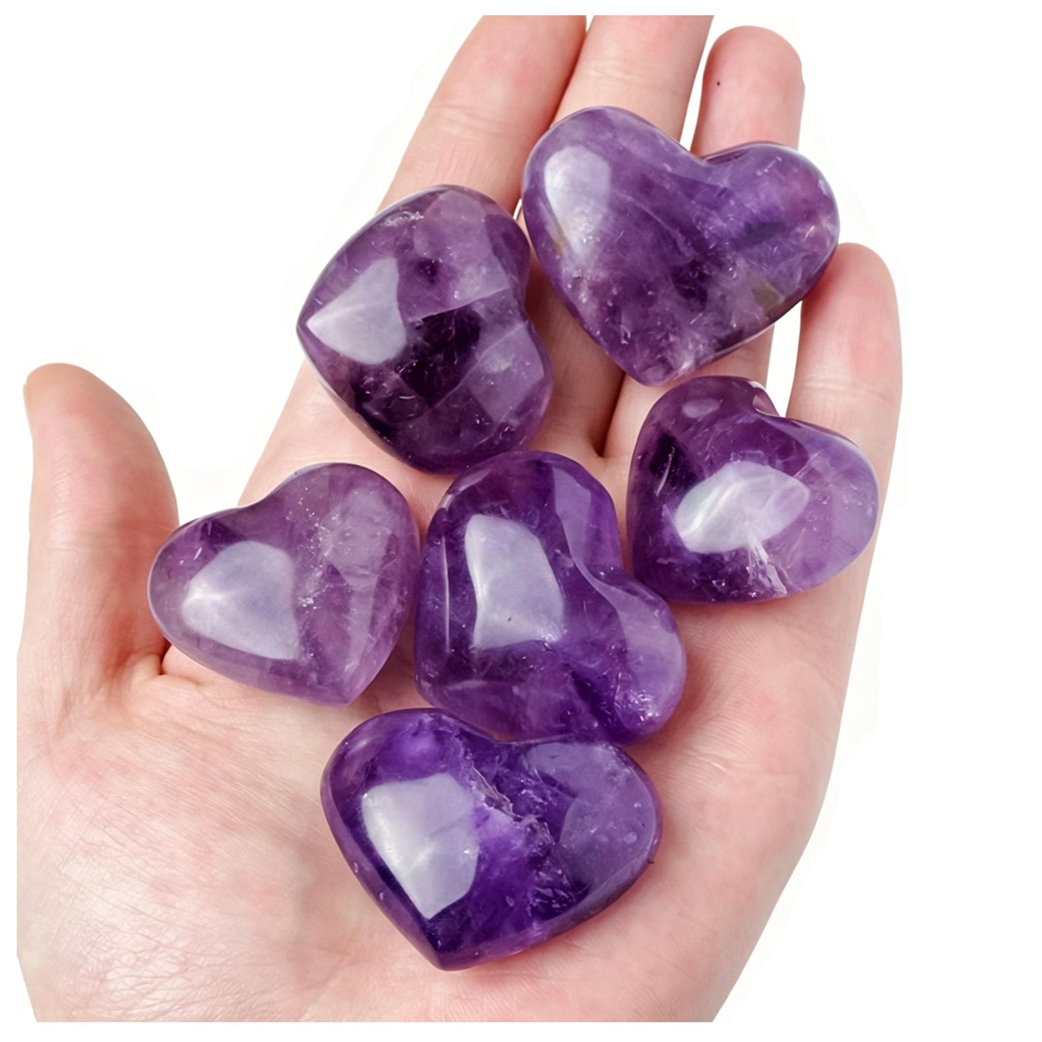 Zooeelly Amethyst Crystal Rock Large Heart Stone Healing Crystals Gifts for Women Natural Reiki Gemstone Polished Heart Shaped Rocks Meditation,5CM