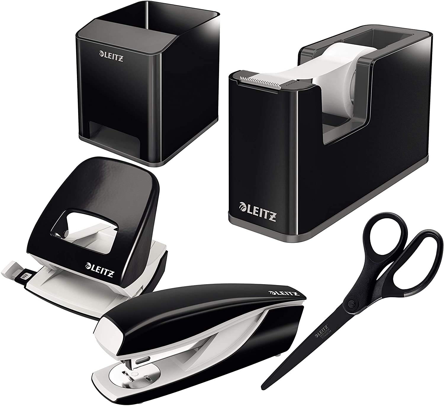 Leitz 53631064 Sound Stifteköcher (Soundverstärkungsfunktion, Wow) Schwarz/Anthrazit (Schwarz/Anthrazit Komplett - Set)