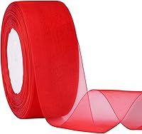 Vista 9 de Hapeper Cinta de organza transparente de 1-1/2 pulgadas, 50 yardas/rollo (azul oscuro)