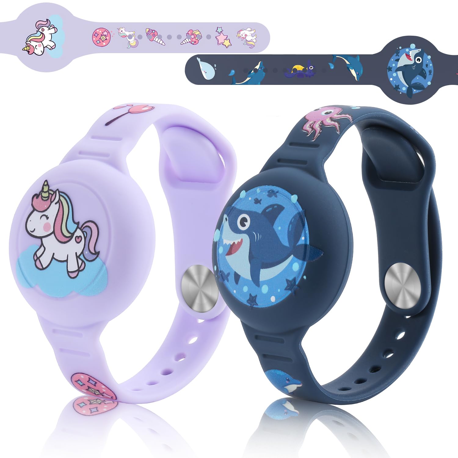 BendJoy® 2Pcs Kids AirTag Bracelet Cartoon Unicorn and Shark Silicone Bracelet, Adjustable Wrist Band for AirTag, Soft Silicone Full Coverage Anti-Lost Hidden Airtag Wristband Accessories for Kids (B0DGPX4JXY) Amazon Price History, Amazon Price Tracker