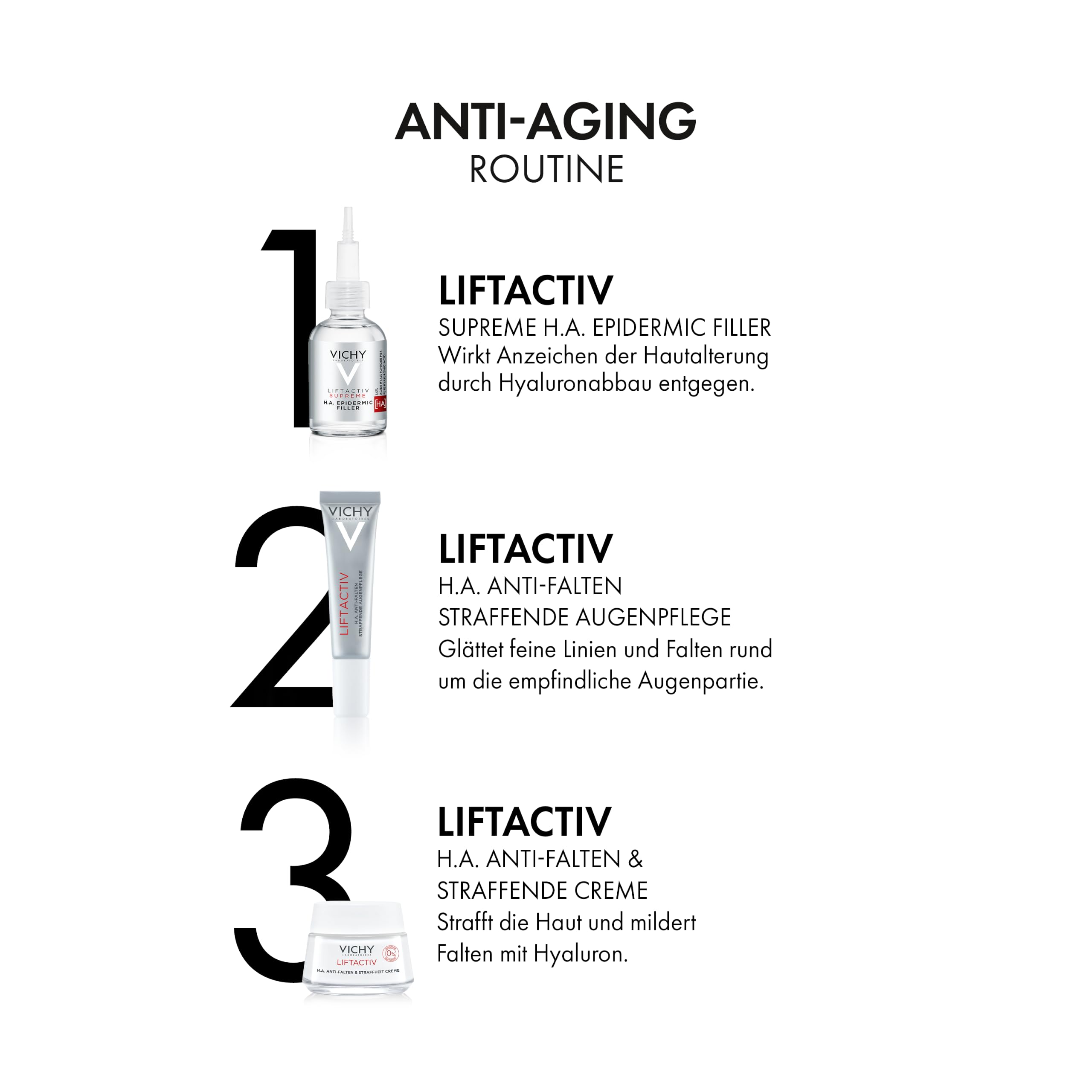 VICHY Straffende Anti-Falten Augenpflege für reife Haut, Regt die Kollagenproduktion an und glättet die Augenpartie, Mit Hyaluron, probiotischen Extrakten und Vitamin C, Liftactiv, 15 ml