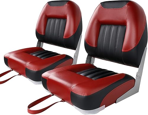 XGEAR Asiento de barco de lujo con respaldo bajo/alto, asiento plegable para barco de pesca