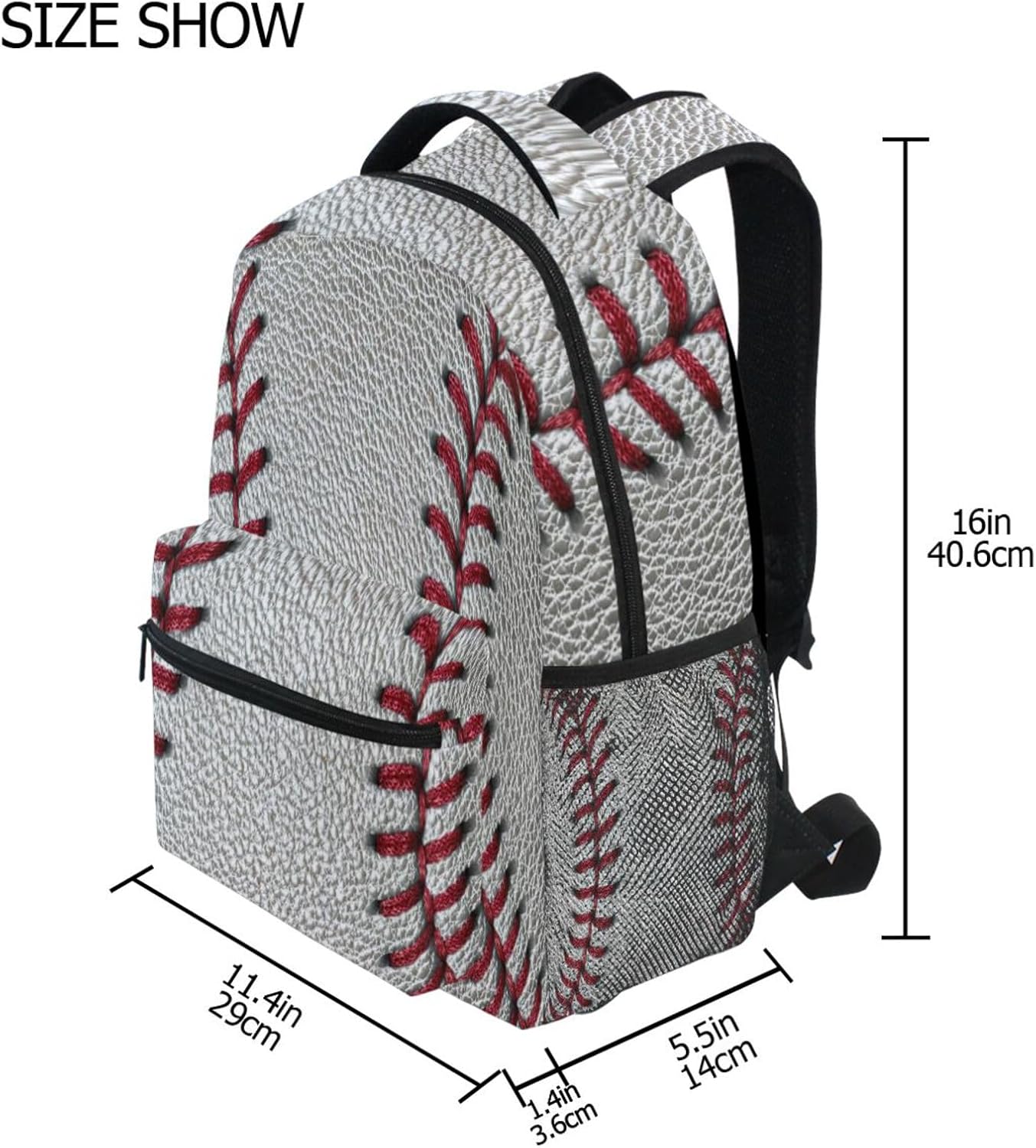 Kcldeci Toddler Backpack for School Baseball Ball Dirty Dark Baseball Red Stitching Boys Girls Kids School Bags Bookbag Elementary Children Bookbags Casual Travel Back Pack - Image 4