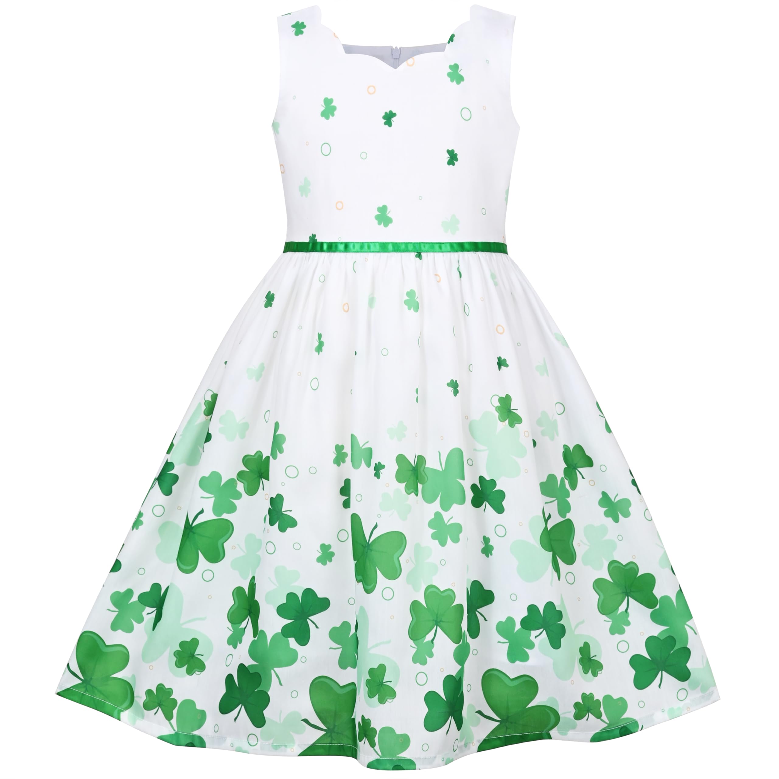 Sunny Fashion Vestido para niña Morado Girasol Verde Hojas Mariposa 4-12 años