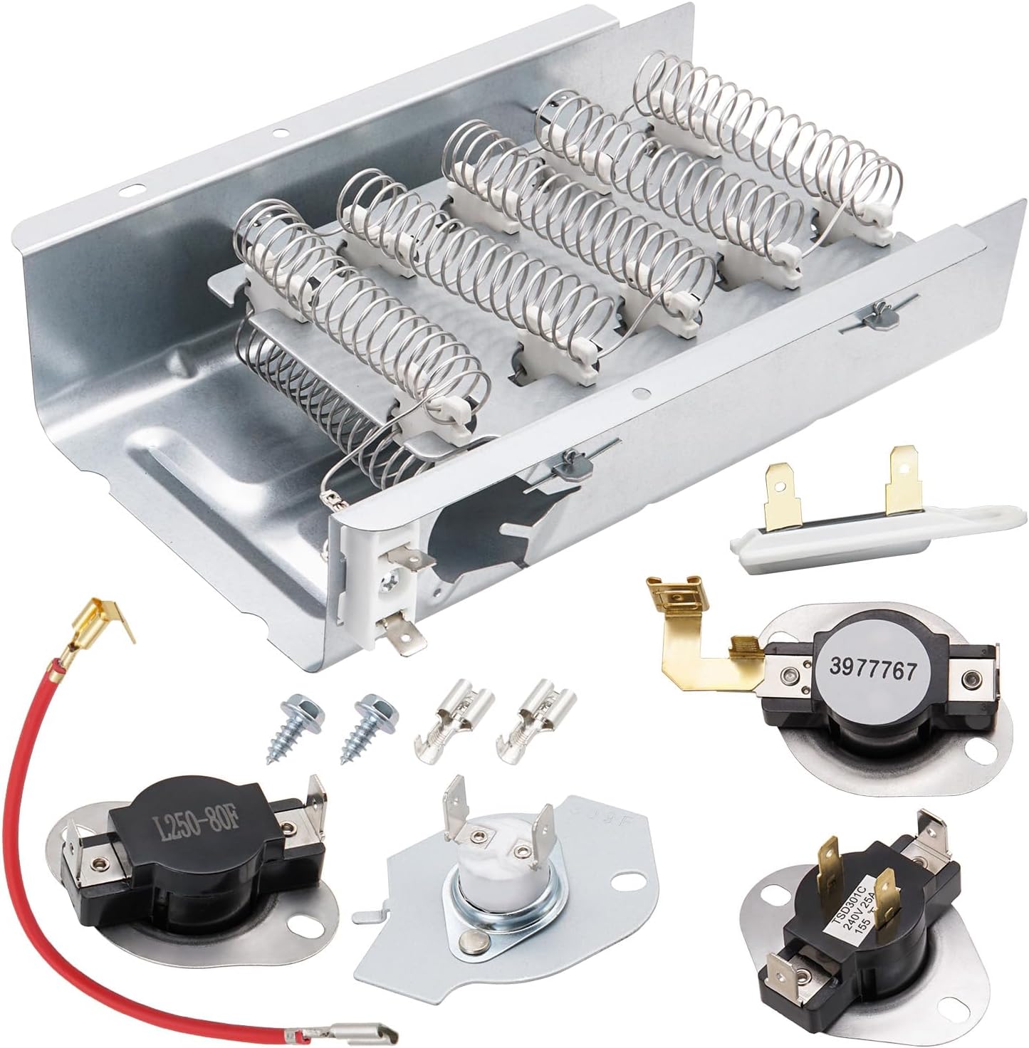 Dryer Heating Element Kit Fit for Whirlpool LER4634EQ1 LER4634EQ2 LER4634JQ1 LER4634PQ0 LER4634PQ1 LER5620KQ1 LER5636EQ3 LER5636EQ2 LER3624EQ1 LER3624EQ0 LER3624JQ0 LER3624JQ1 LER4624DQ1 etc