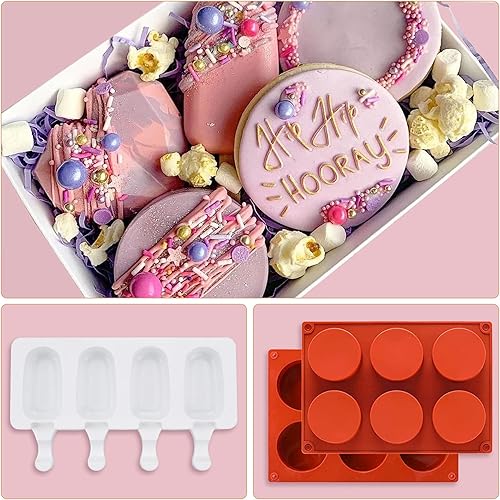 Miniatura 5 de Set de moldes para chocolate en forma de corazón incluye molde para caramelos de cilindro redondo, molde para corazón con cavidades, bolsa