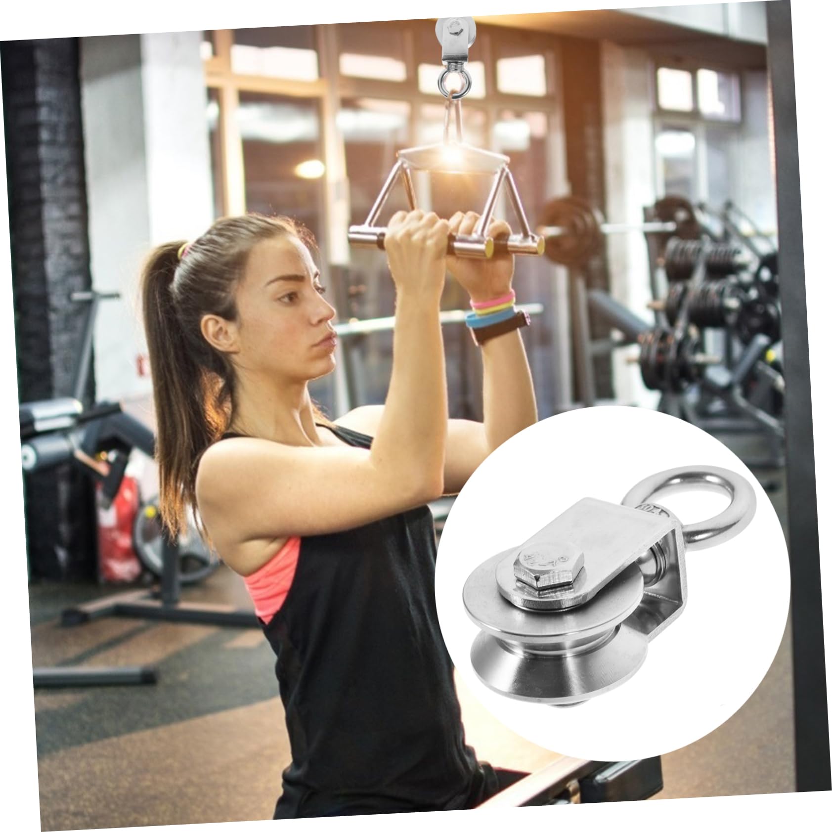 Mikikit Traction Trolley Pulley Rope Pulley System Heavy Duty Lifting Swivel Hook Stainless Steel Wheel