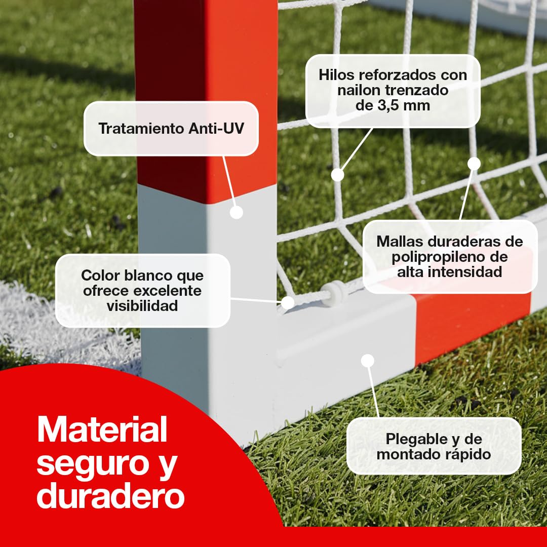 Red Porteria Pack 2 Unidades | Red Porterias de Futbol 100x100mm Balonmano, Entrenamiento, y Futbol Sala | 3x2x1M, Red Blanca Resistente para Interior y Exterior (No Incluye Portería)