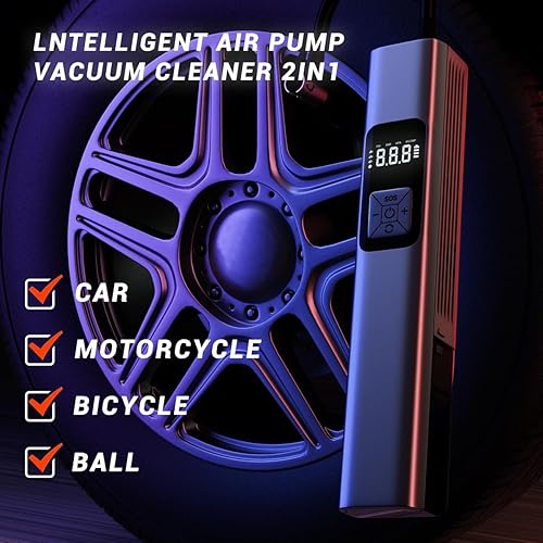 Miniatura 2 de Drimzate Inflador de neumáticos de bomba inteligente, inflador de neumáticos de motocicleta, compresor de aire portátil, recargable y aspirable,