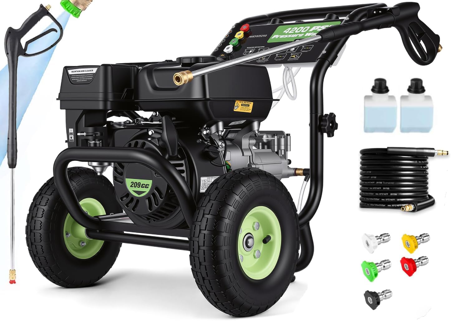 4200PSI Gas Pressure Washer 4.0GPM Gas Power Washer Gas Powered Washing Machine Commercial High Pressure Washer with 25ft Hose&5 Spray Nozzles for Patio Garden Yard Vehicle,EPA/CARB/ETL