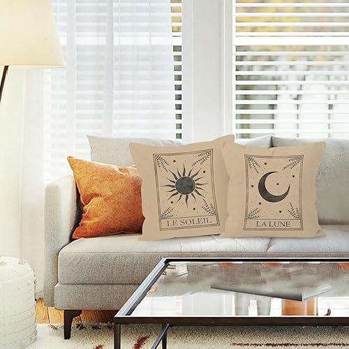 Miniatura 2 de Le Soleil La Luna Tarot Sun and Moon Mystic - Juego de 2 fundas de almohada decorativas, regalos para los amantes del tarot, funda de almohada de