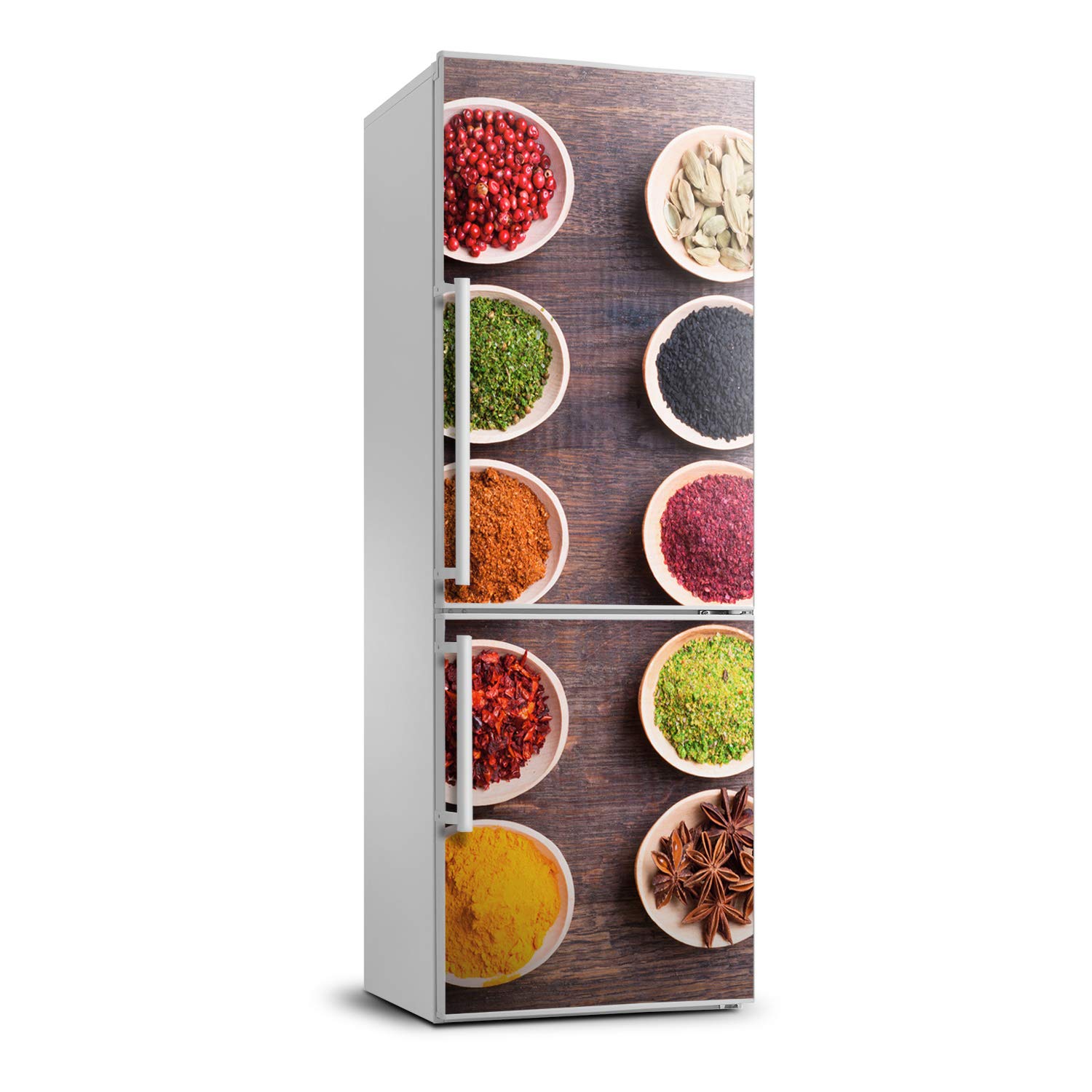 Vinilo para nevera de 70x190 cm con diseño de especias para decoración de cocina