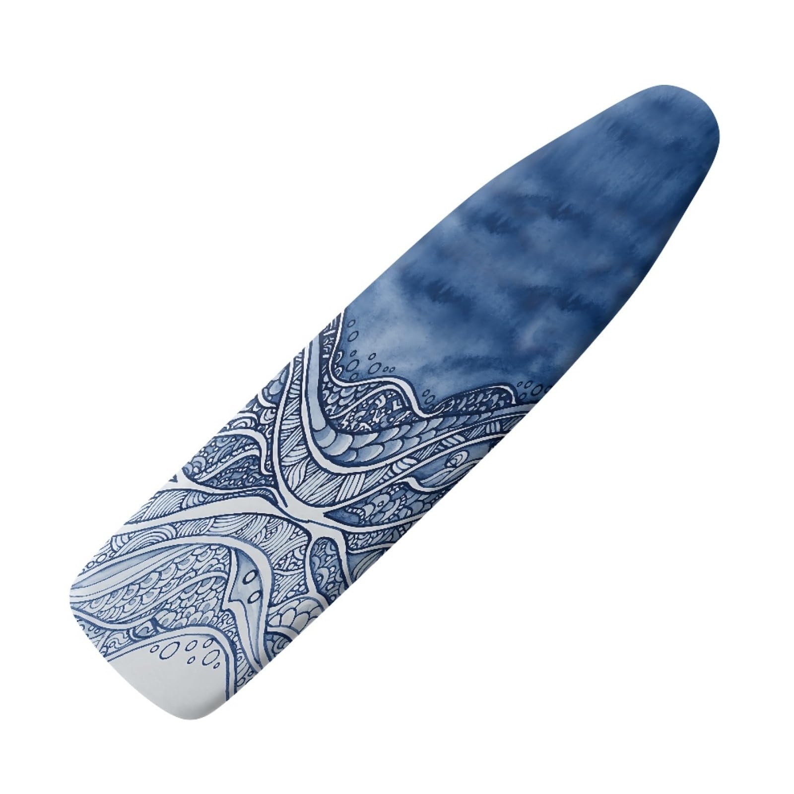 Ironing Board Covers 135 x 45 Bohemian Deep Blue Bungee Elasticated with Padding, Resists Scorching and Easy Fit Mini & Portable Ironing Boards Cover