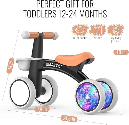 Miniatura 9 de Umatoll Juguetes de bicicleta de equilibrio para bebés de 1 año, asiento ajustable, regalos de cumpleaños para niños de 12 a 24 meses