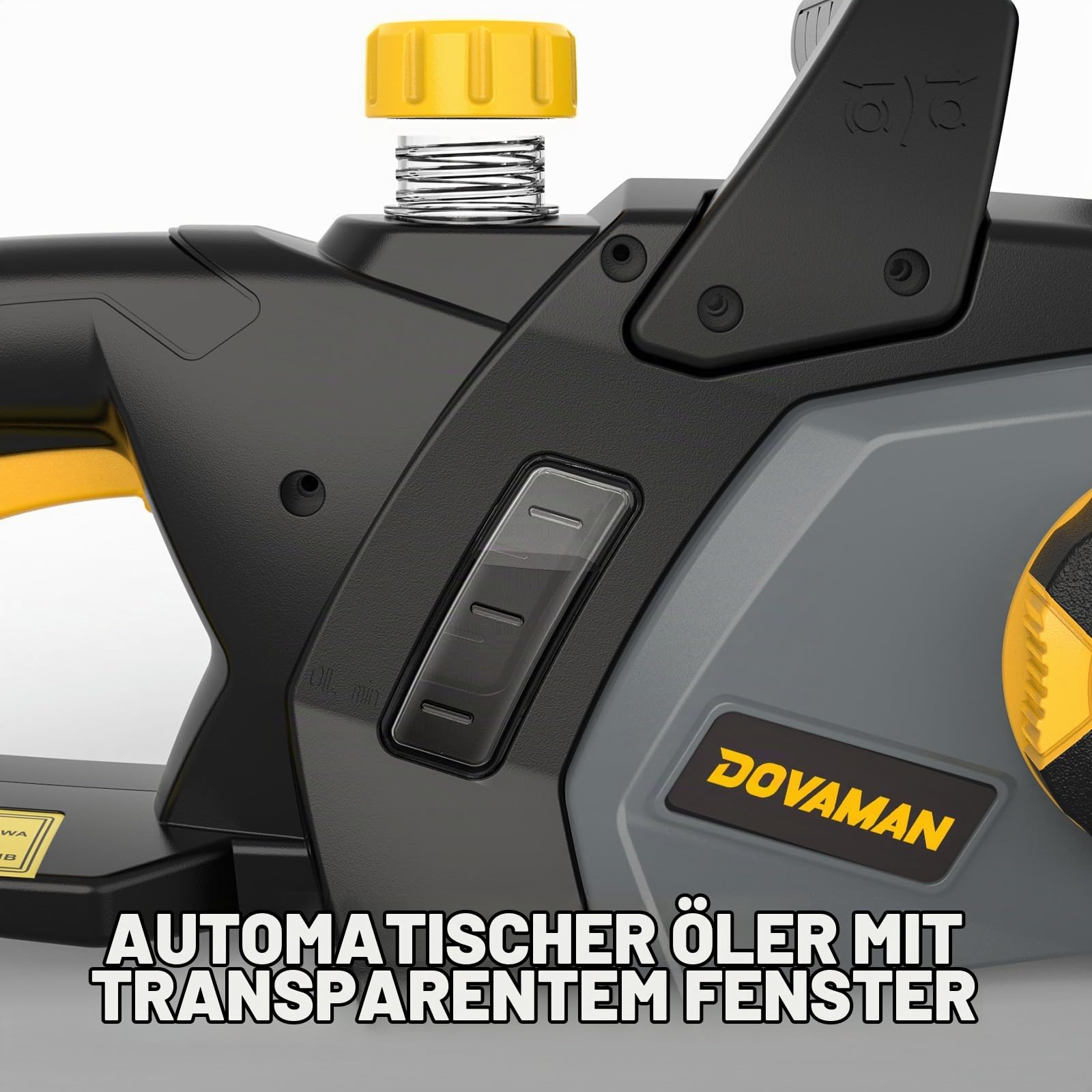 DOVAMAN 2400W Elektro Kettensäge, 40cm Oregon Schwert und Kette, werkzeuglose Kettenspannung, 15m/s, Rückschlagschutz, inkl. 2 Ketten, Kettensäge ideal für Brennholz, Garten und Baumschnitt - DCS01A